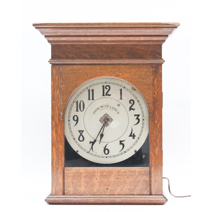 Antique Wall Clock by Cleveland Time Clock and Service Co.