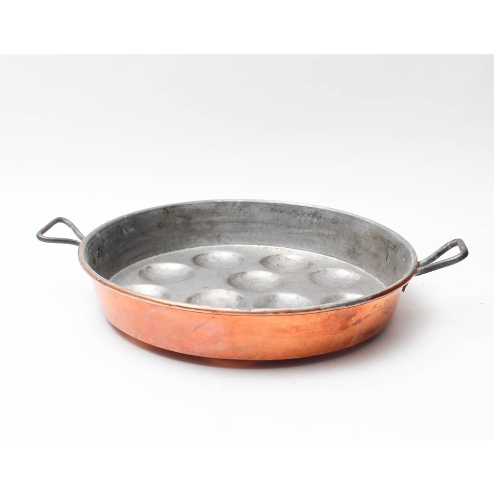 Vintage Tin Lined Copper Escargot Pan