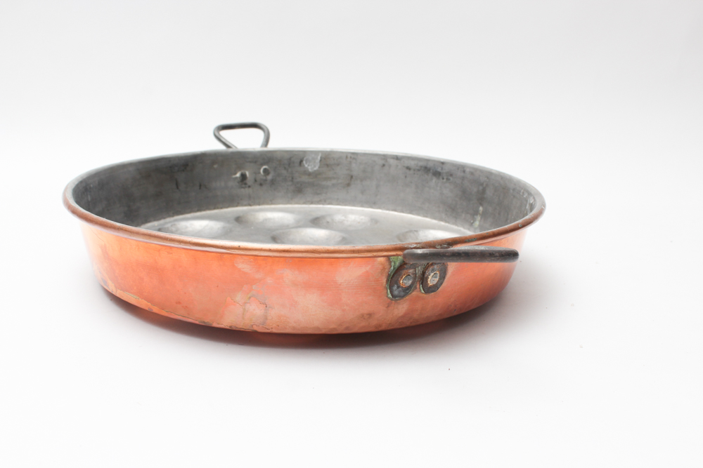 Vintage Tin Lined Copper Escargot Pan