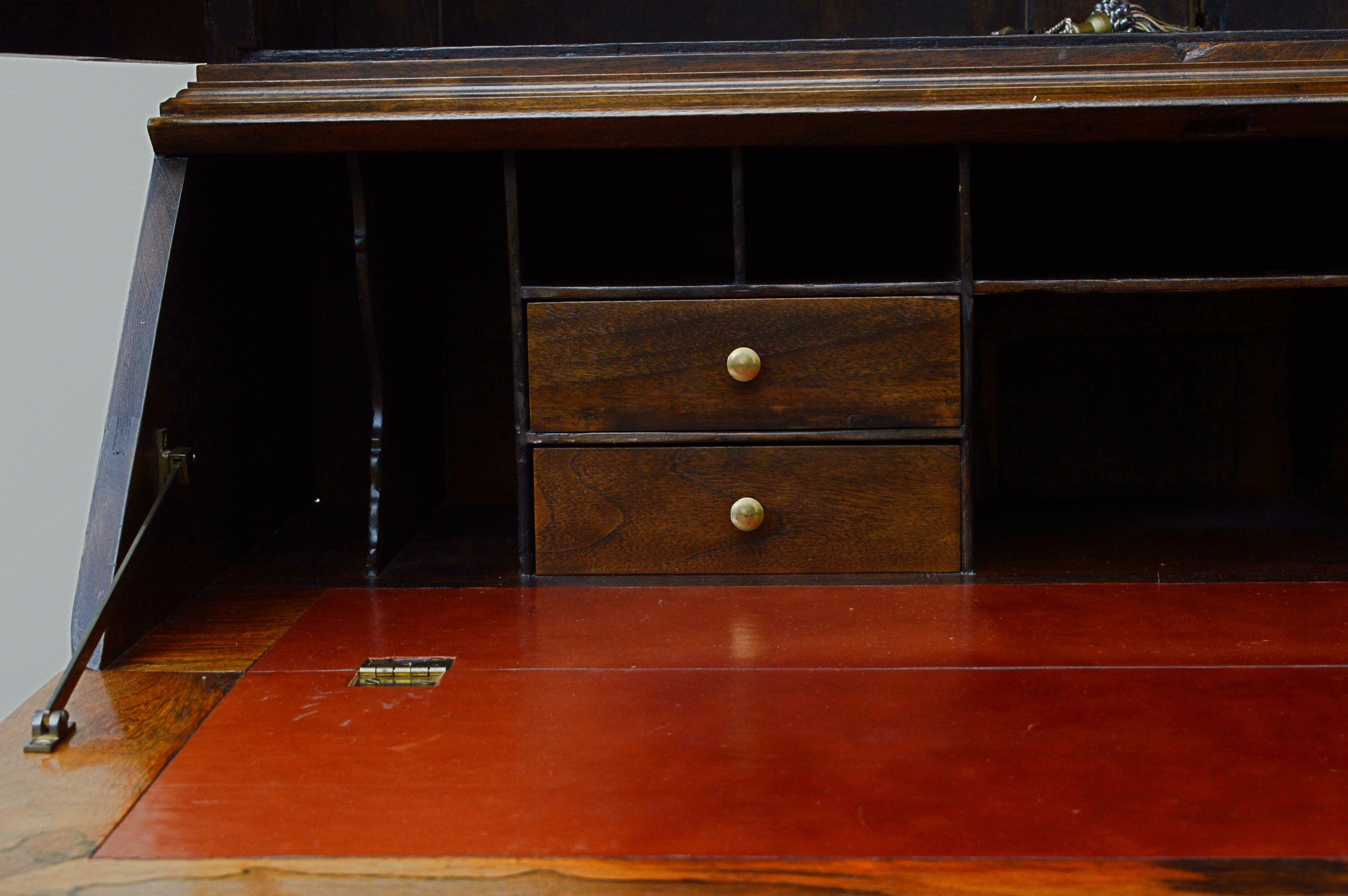 Antique Victorian Secretary Bookcase, in Walnut and Rosewood