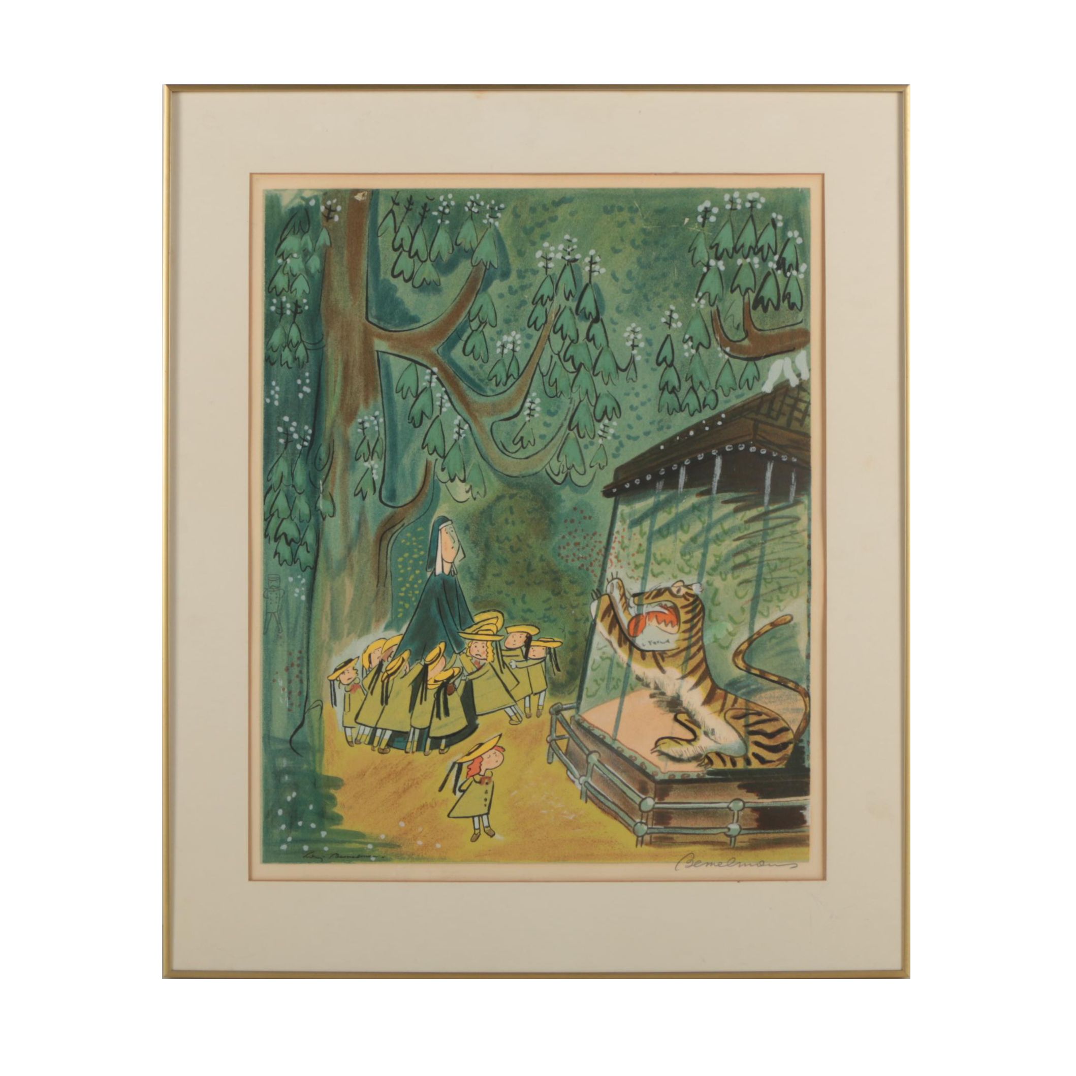 Serigraph After Ludwig Bemelmans' Illustration of Madeline and the Tiger