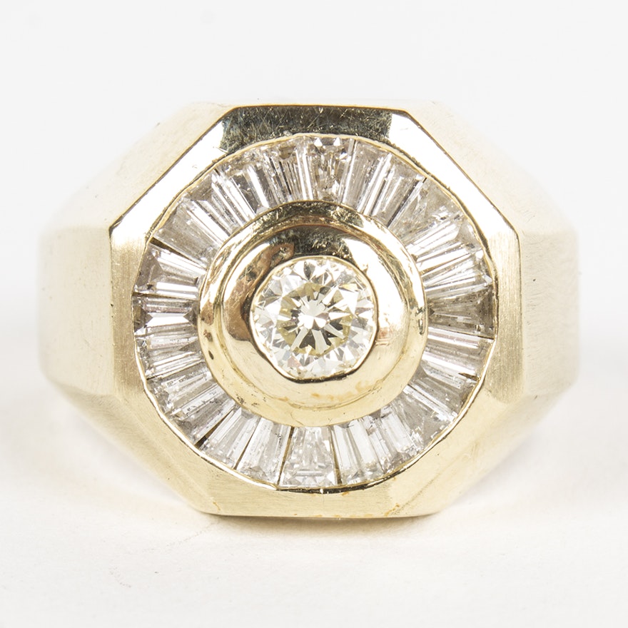 14K Yellow Gold 1.66 CTW Diamond Octagon Ring