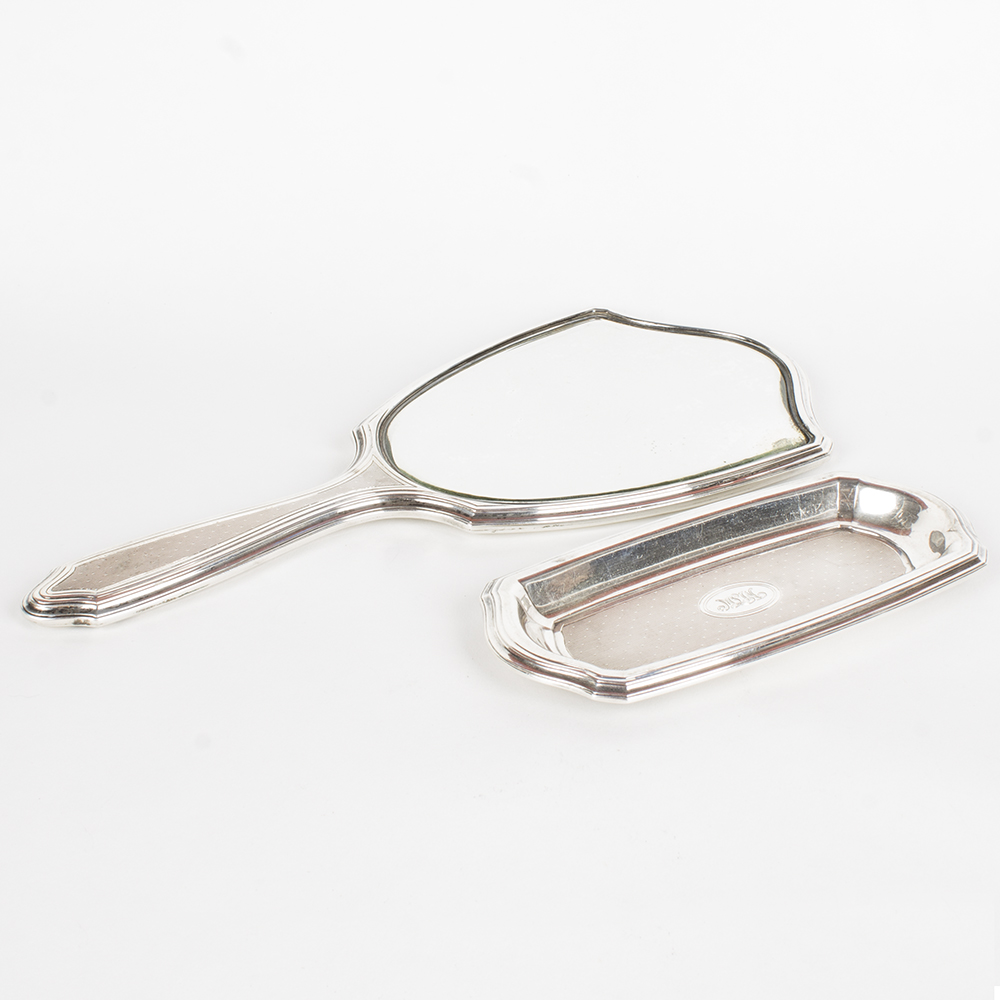 Vintage Tiffany and Co. Sterling Silver Hand Mirror and Vanity Tray