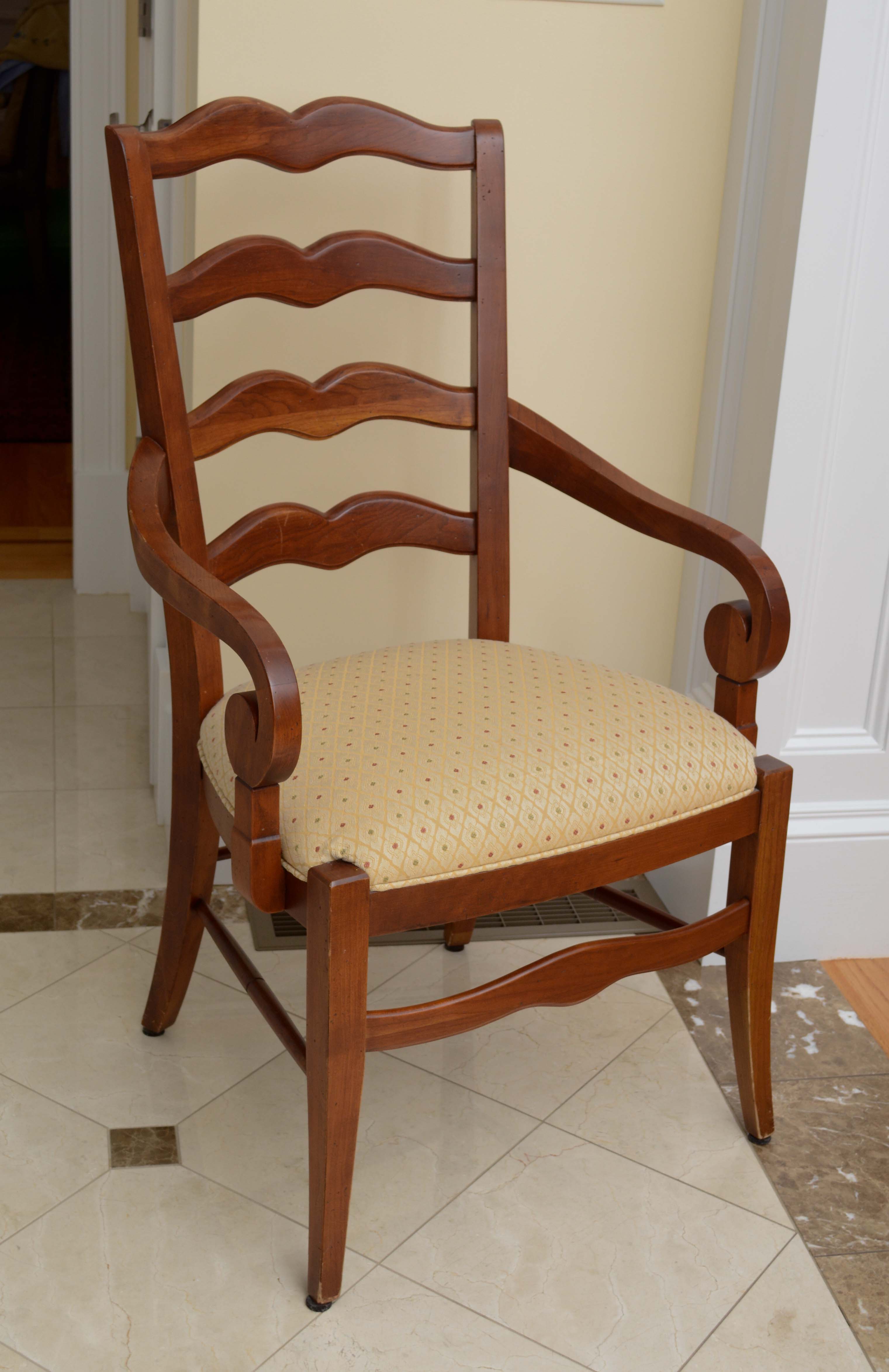 Set of Ten Mahogany Ladder Back Dining Chairs by Ethan Allen