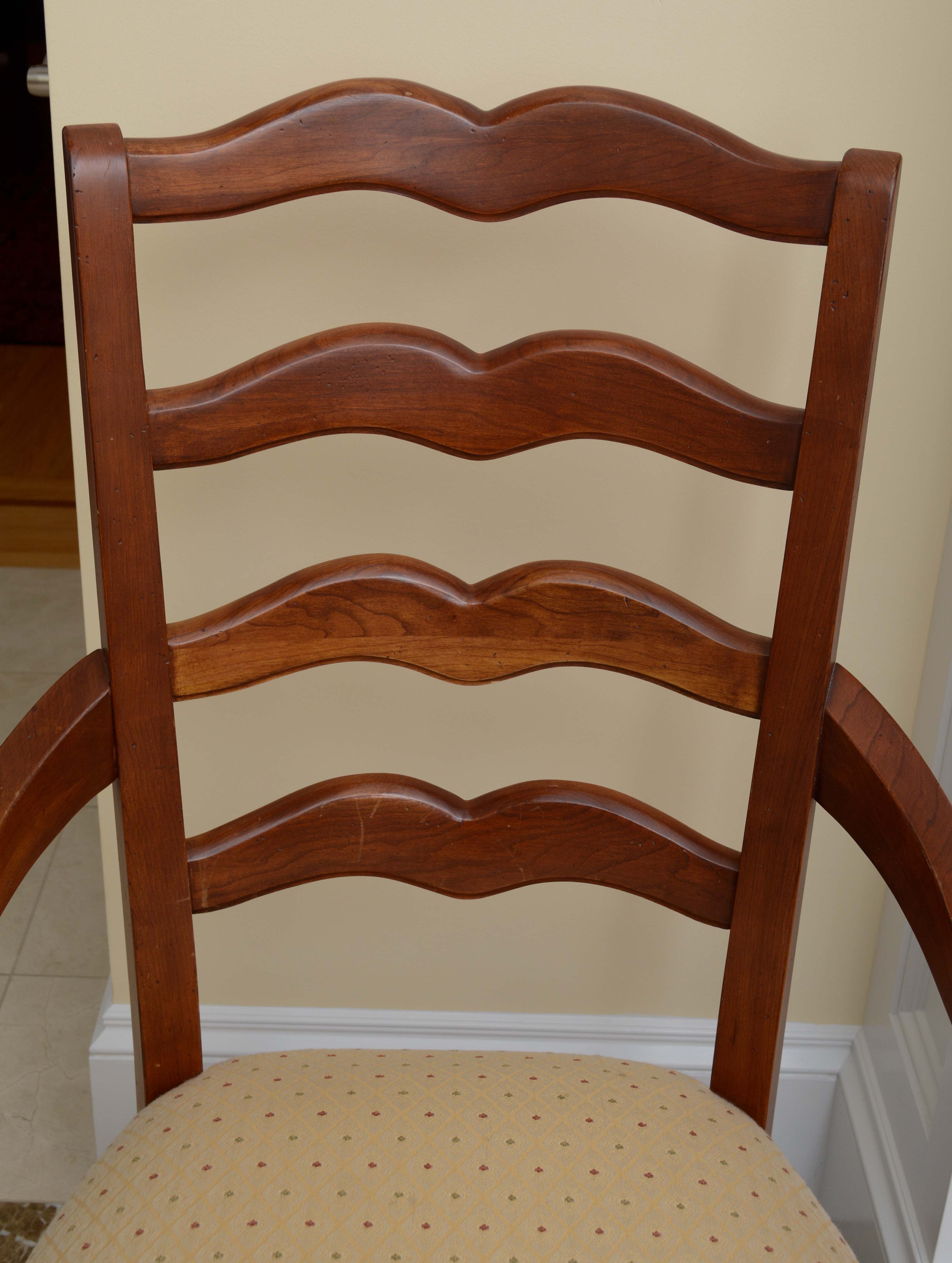 Set of Ten Mahogany Ladder Back Dining Chairs by Ethan Allen