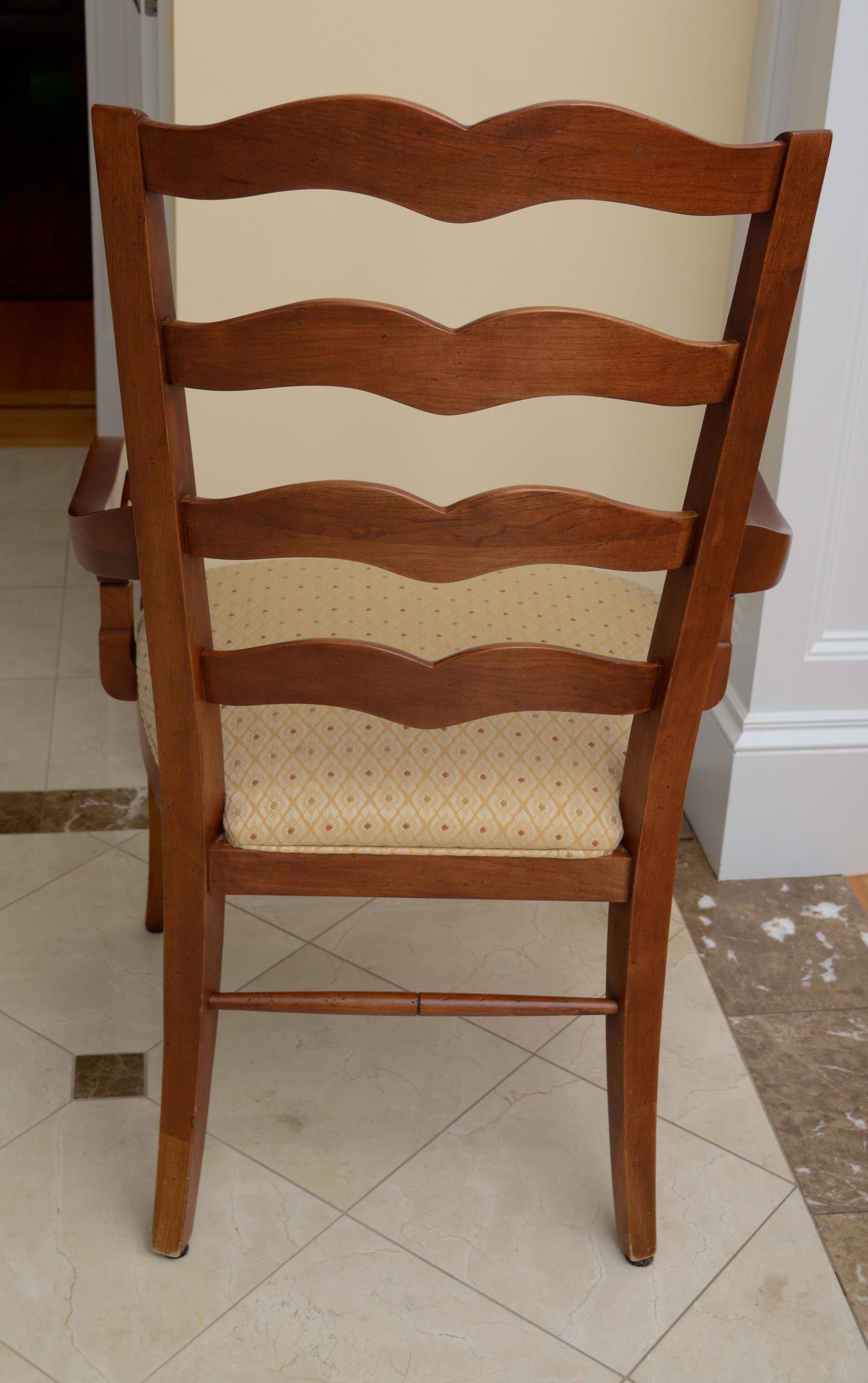 Set of Ten Mahogany Ladder Back Dining Chairs by Ethan Allen