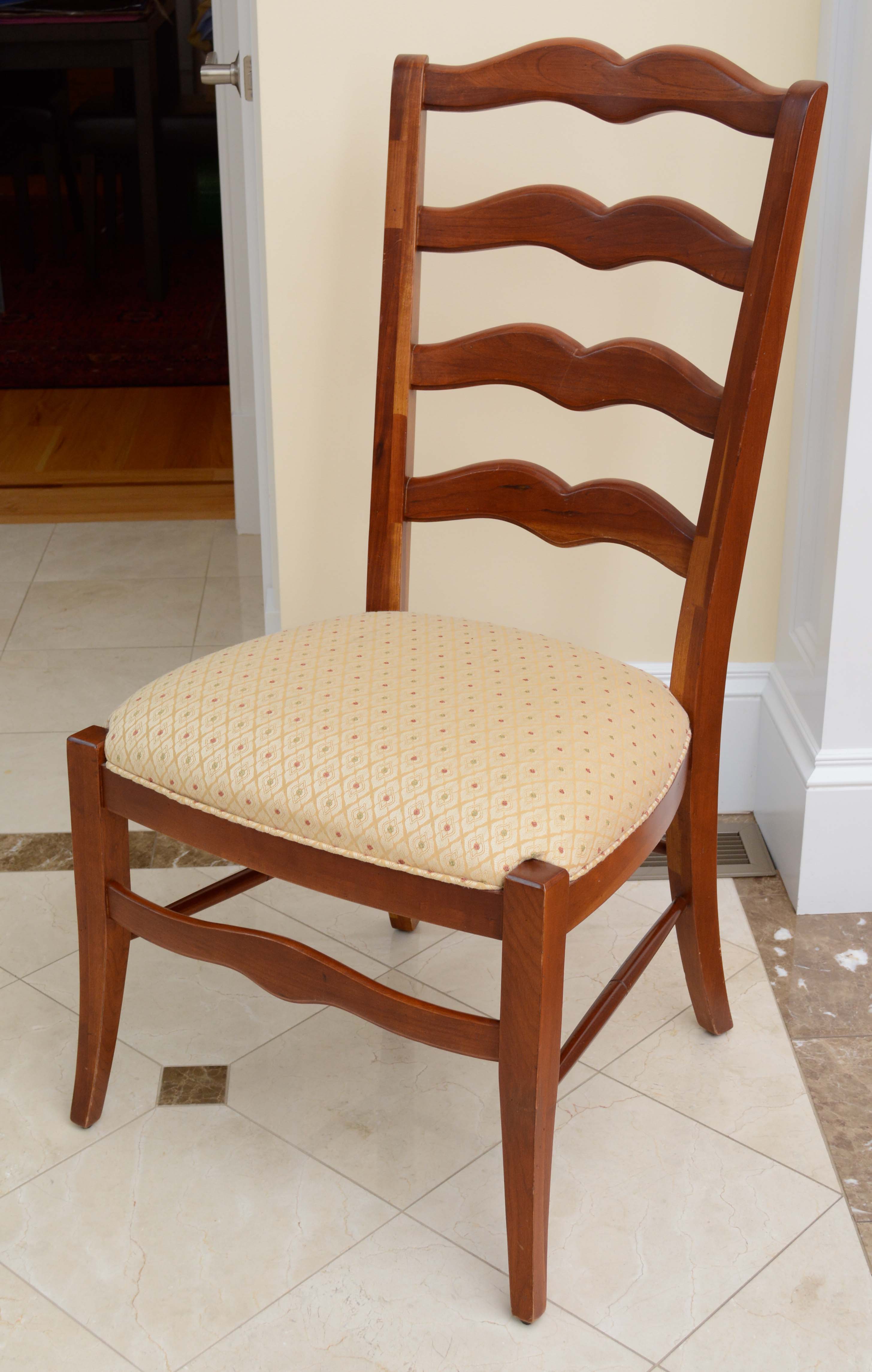 Set of Ten Mahogany Ladder Back Dining Chairs by Ethan Allen