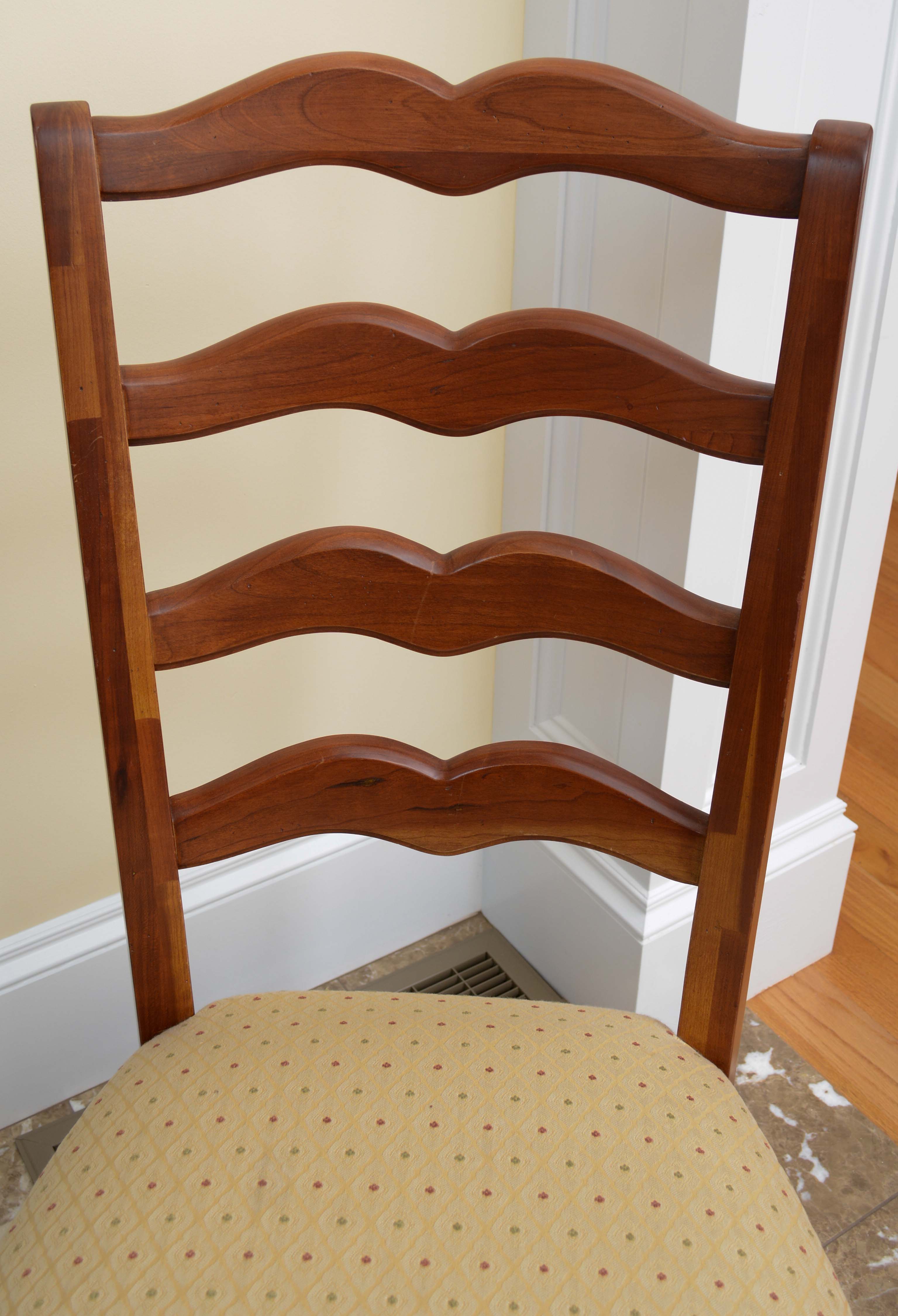 Set of Ten Mahogany Ladder Back Dining Chairs by Ethan Allen