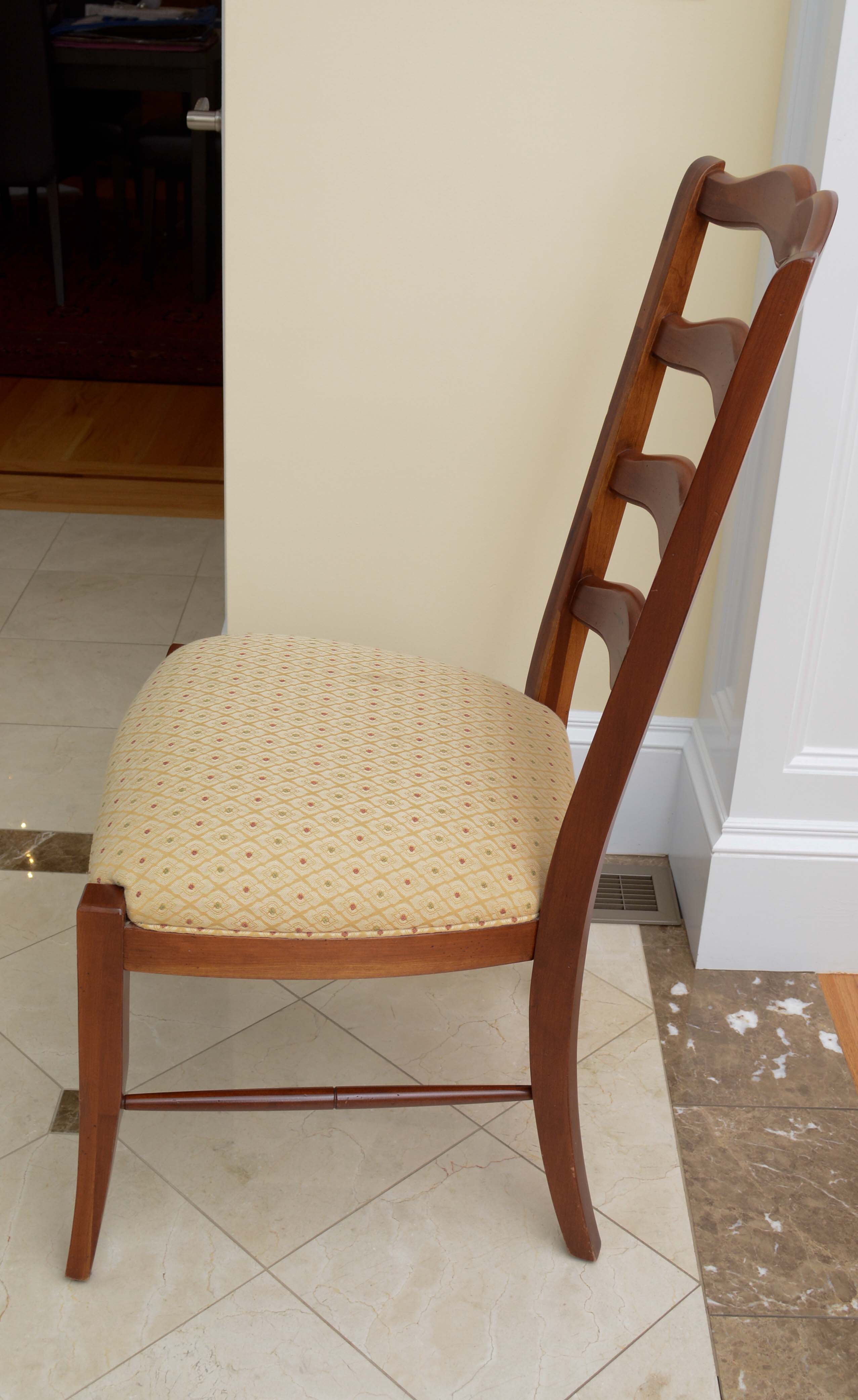Set of Ten Mahogany Ladder Back Dining Chairs by Ethan Allen