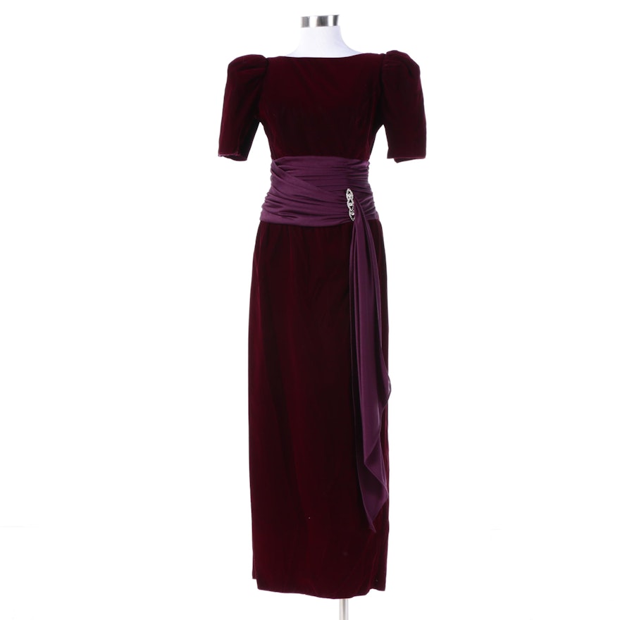 Vintage Alfred Angelo Burgundy Velvet Gown