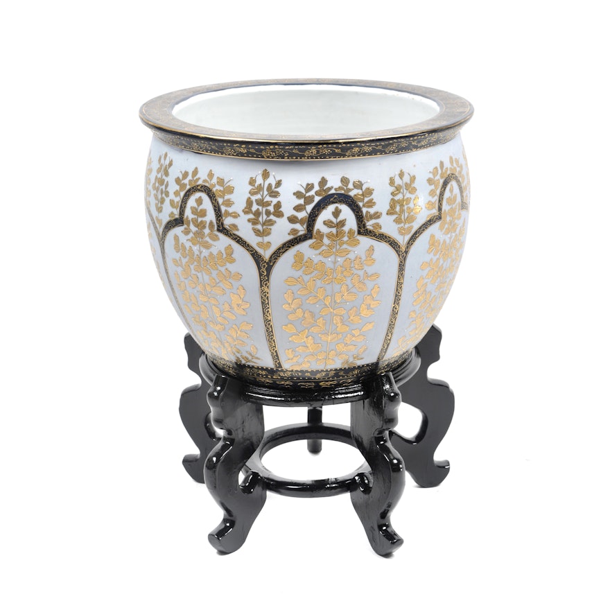Chinese Porcelain Goldfish Planter and Pedestal