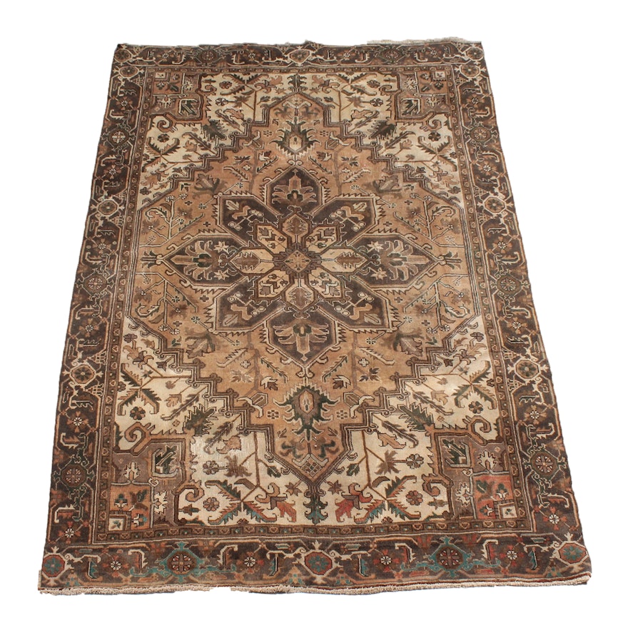 6' x 10' Vintage Hand-Knotted Persian Serapi Heriz Rug