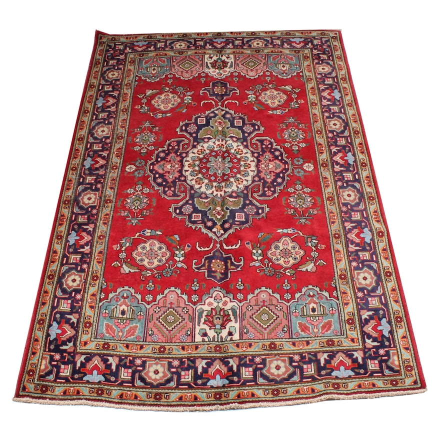 7' x 10' Vintage Hand-Knotted Persian Tabriz Room Size Rug