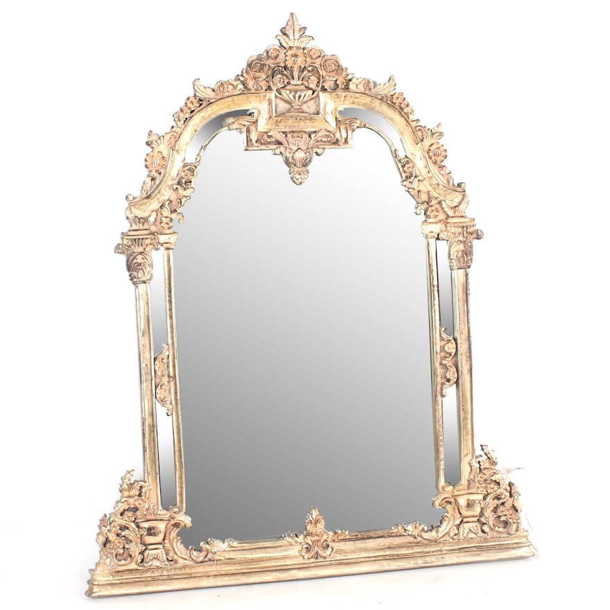 Large Scale Rococo Style Wood Framed Wall Mirror
