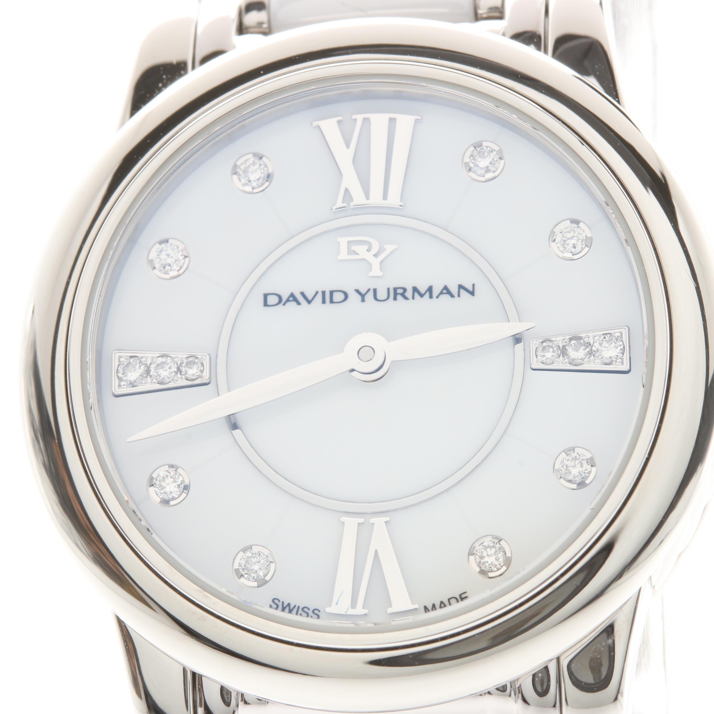 David Yurman White Ceramic and Stainless Steel Diamond Watch
