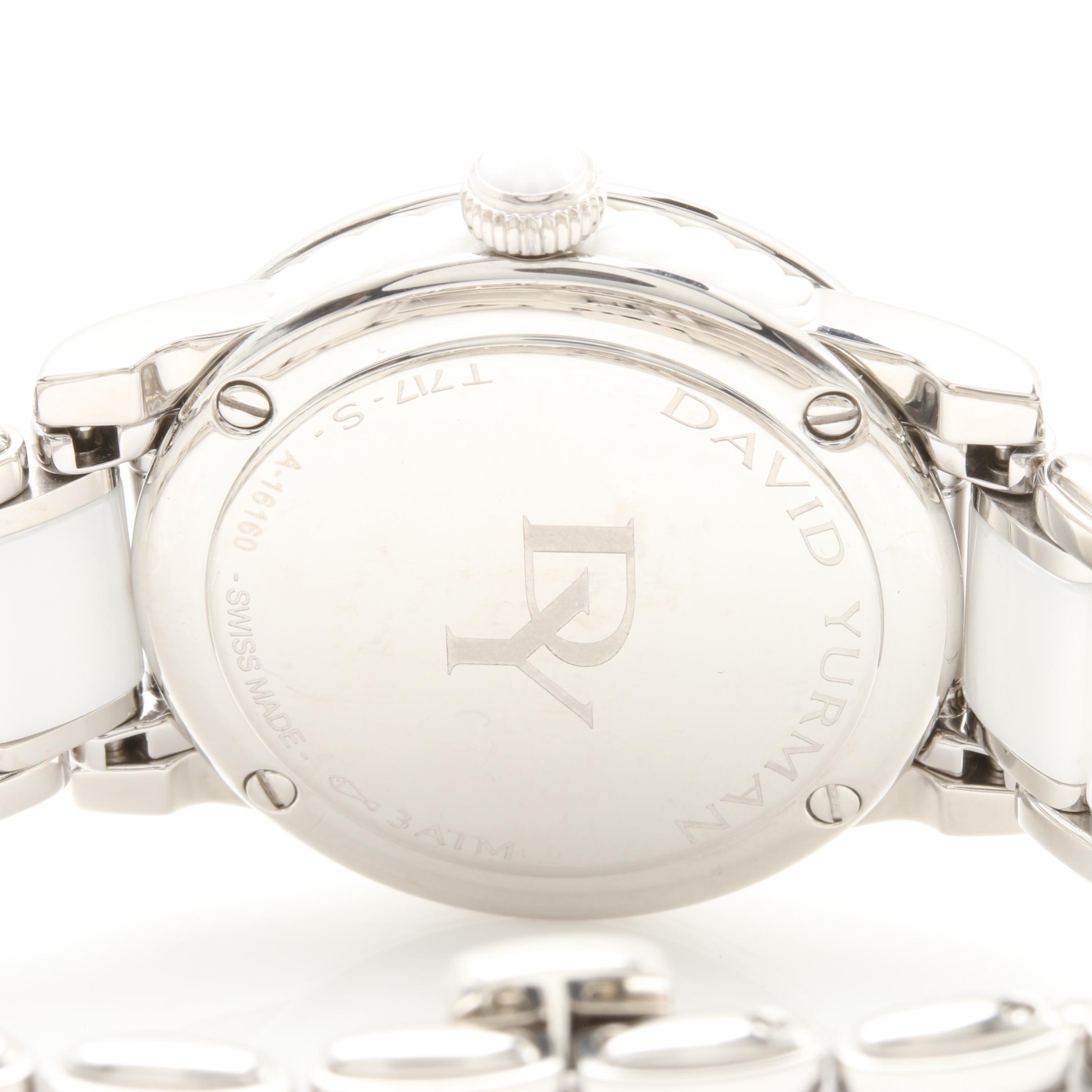 David Yurman White Ceramic and Stainless Steel Diamond Watch