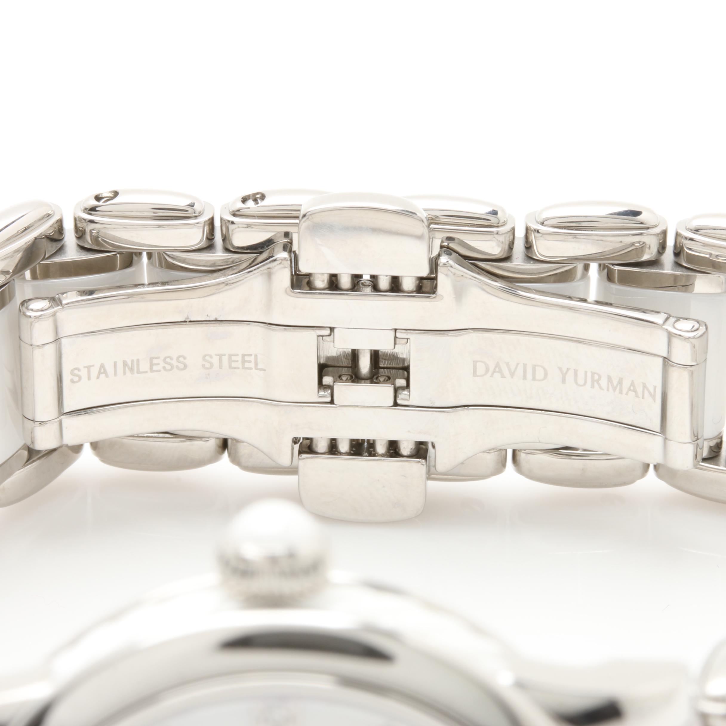David Yurman White Ceramic and Stainless Steel Diamond Watch