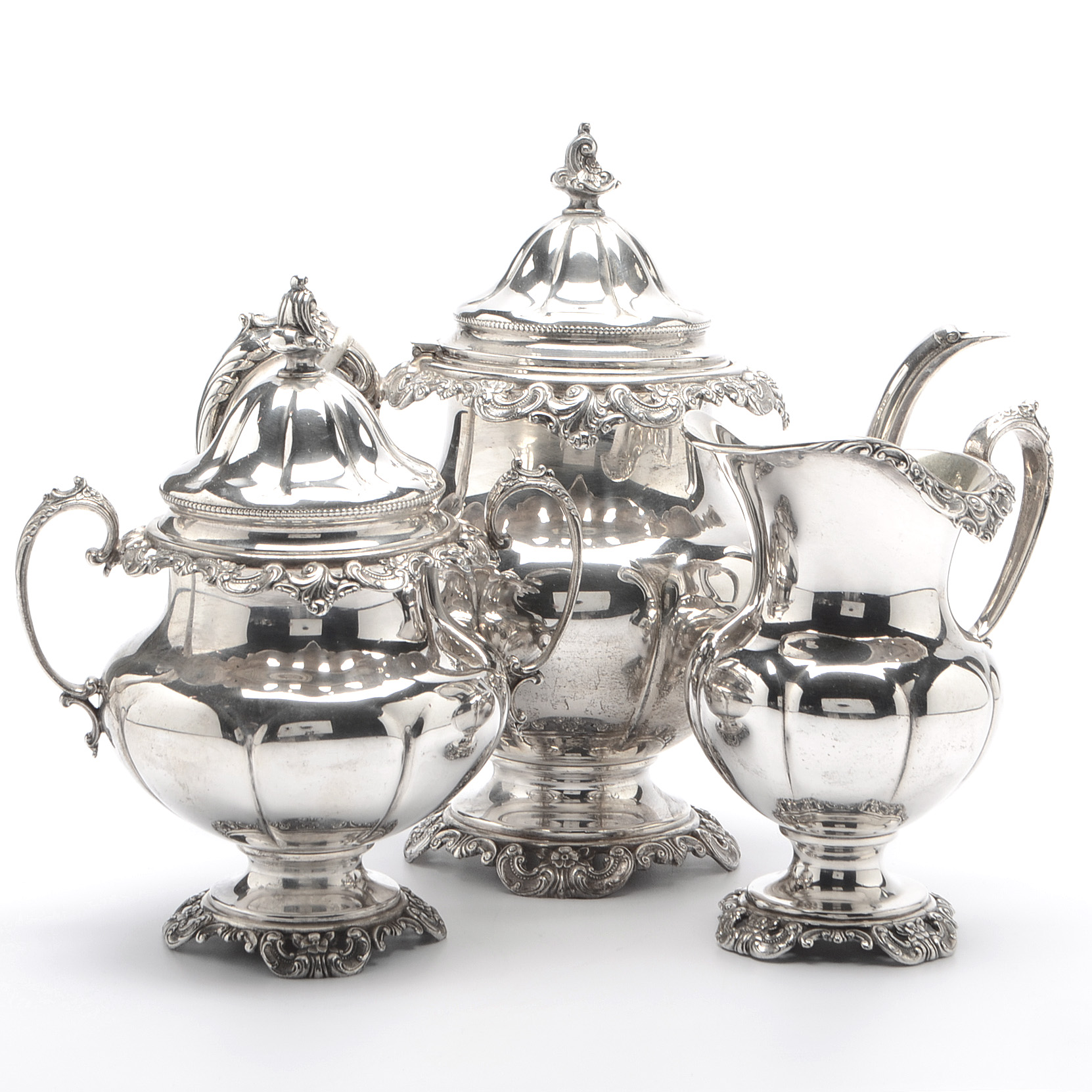 Wallace "Grand Baroque" Three-Piece Sterling Silver Tea Set