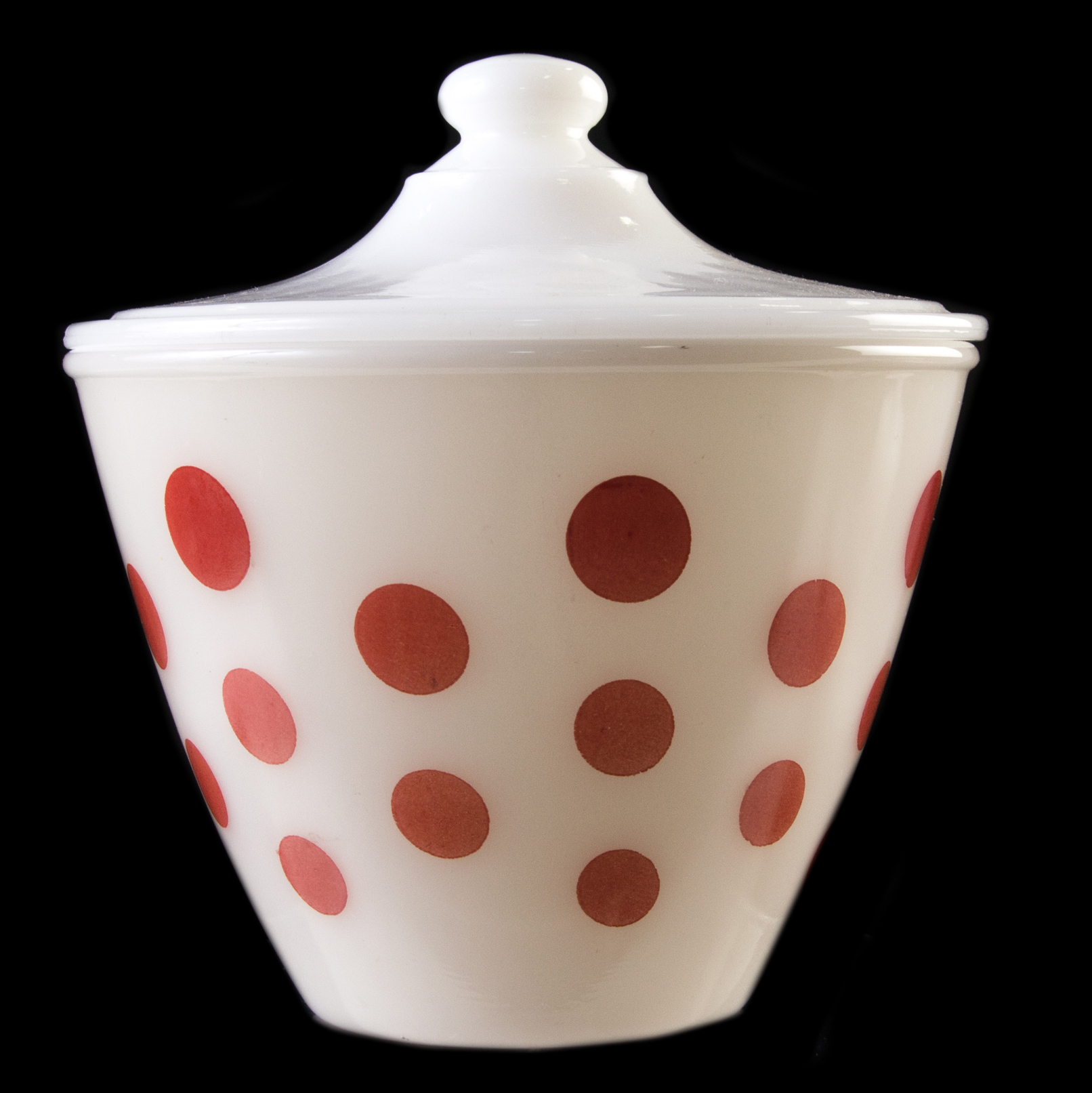 Vintage Fire King "Red Dot" Grease Jar