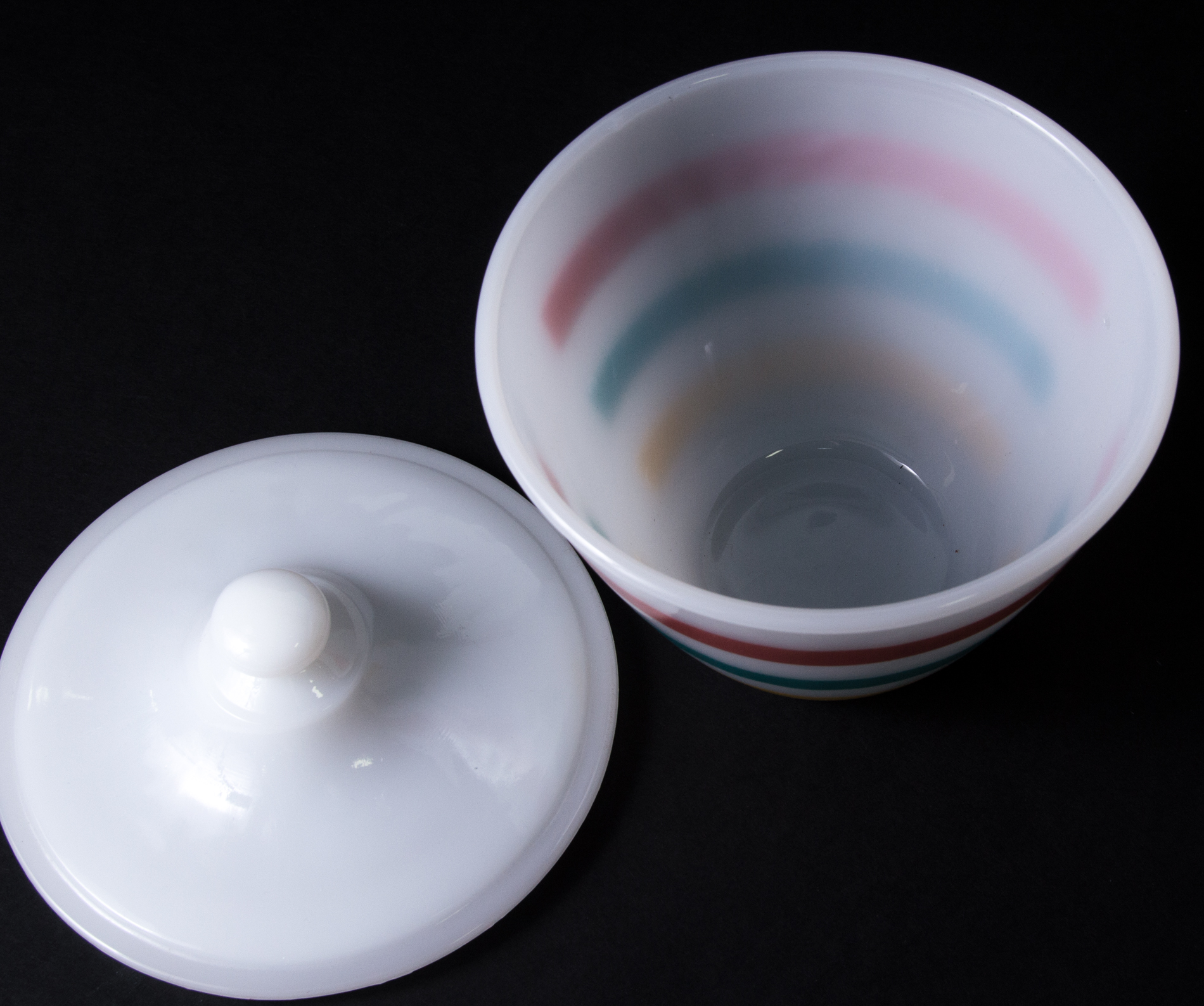 Vintage Fire King "Colonial Stripe" Grease Jar