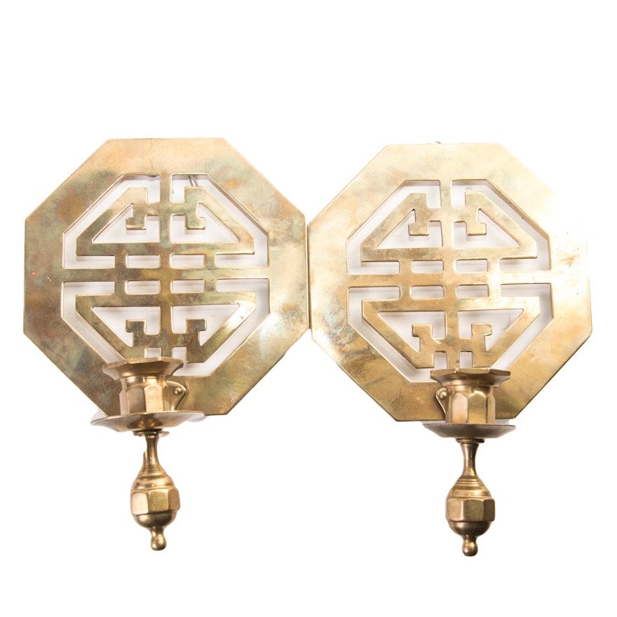 Asian Inspired Brass Candle Sconces