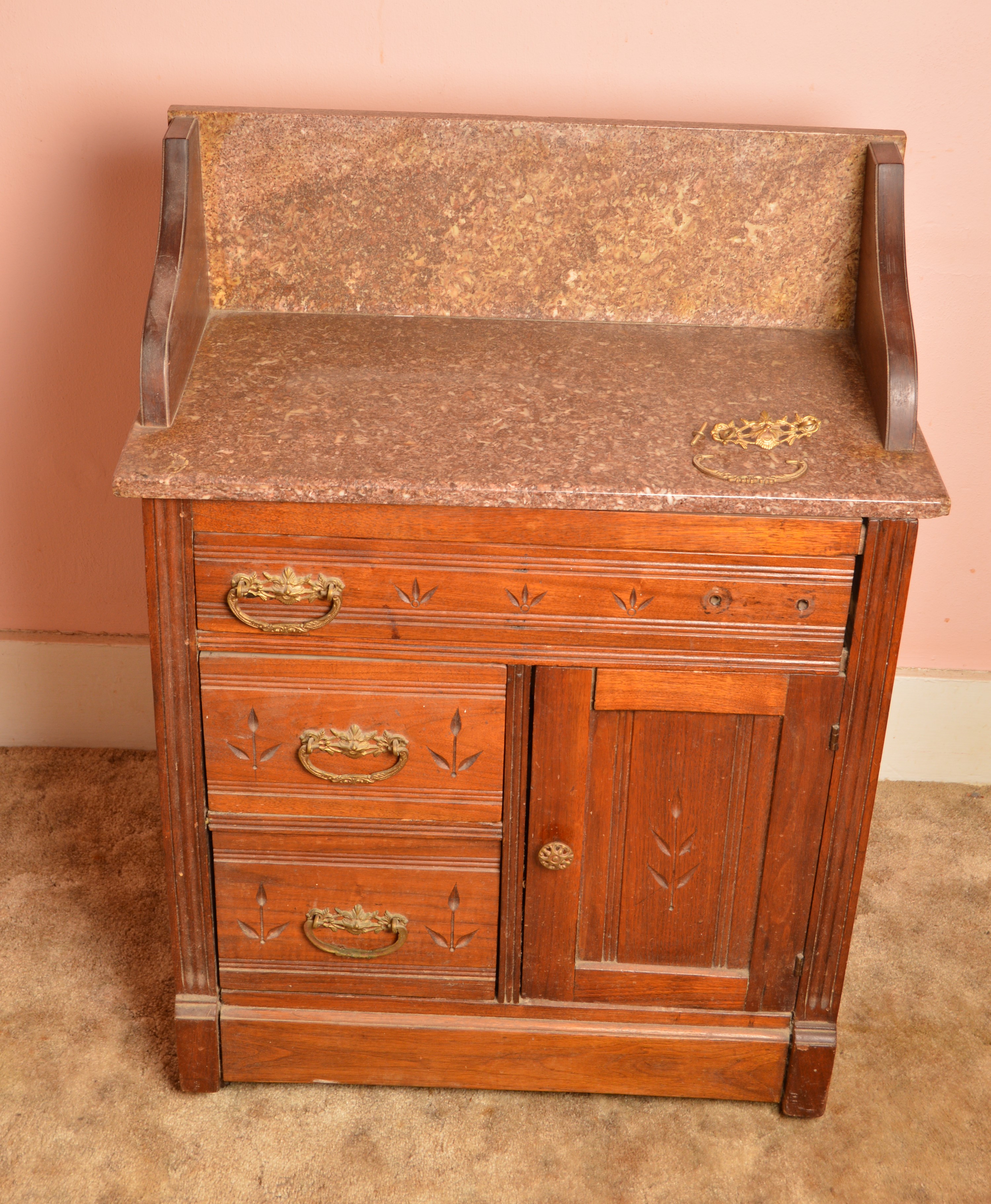 Antique Eastlake Marble Top Wash Stand