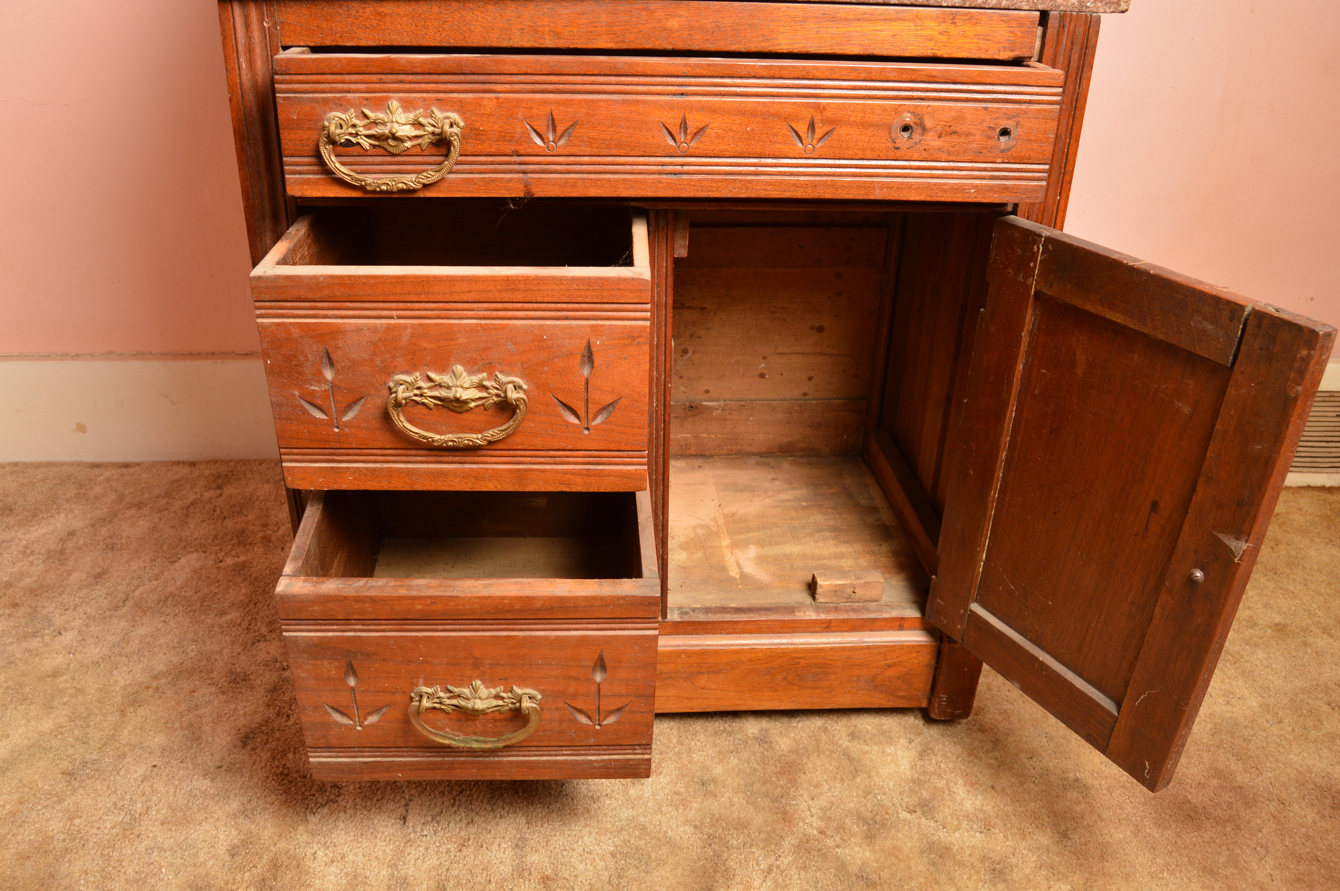 Antique Eastlake Marble Top Wash Stand
