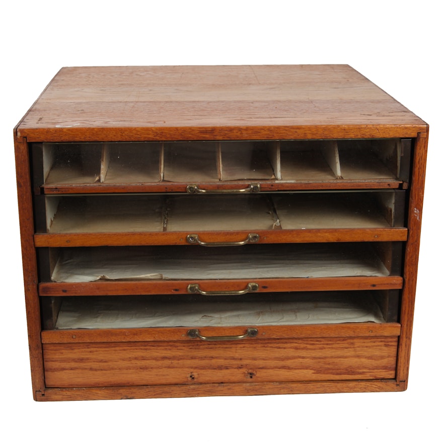 Vintage Oak Specimen Cabinet