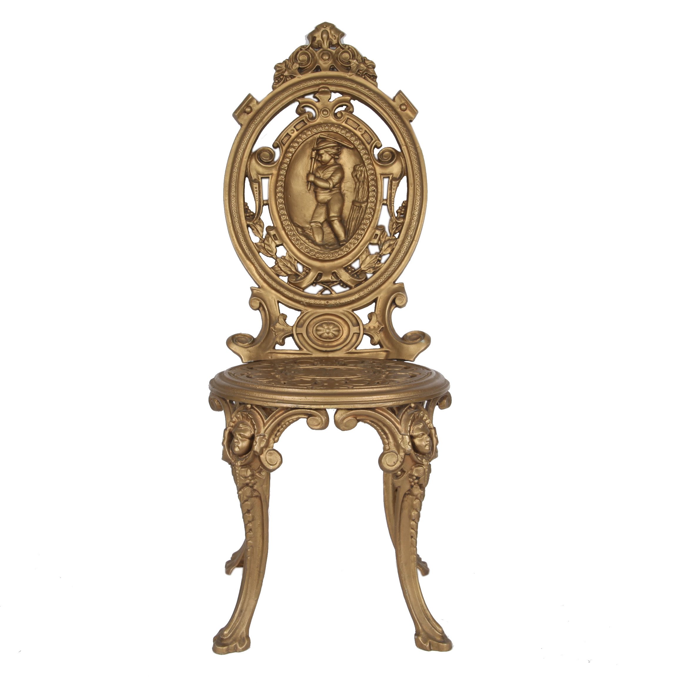 Ornate Gold Painted Cast Aluminum Chair