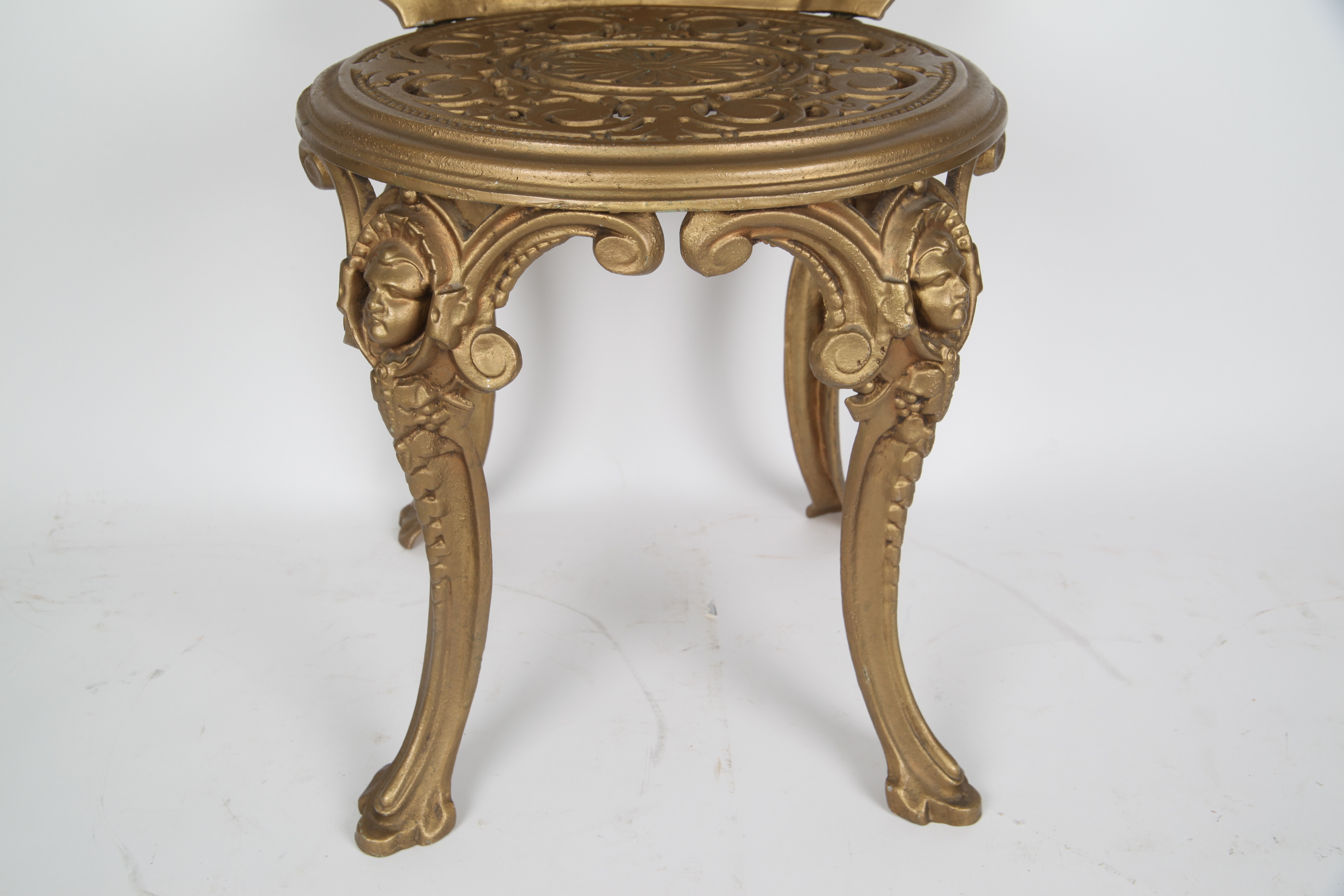Ornate Gold Painted Cast Aluminum Chair