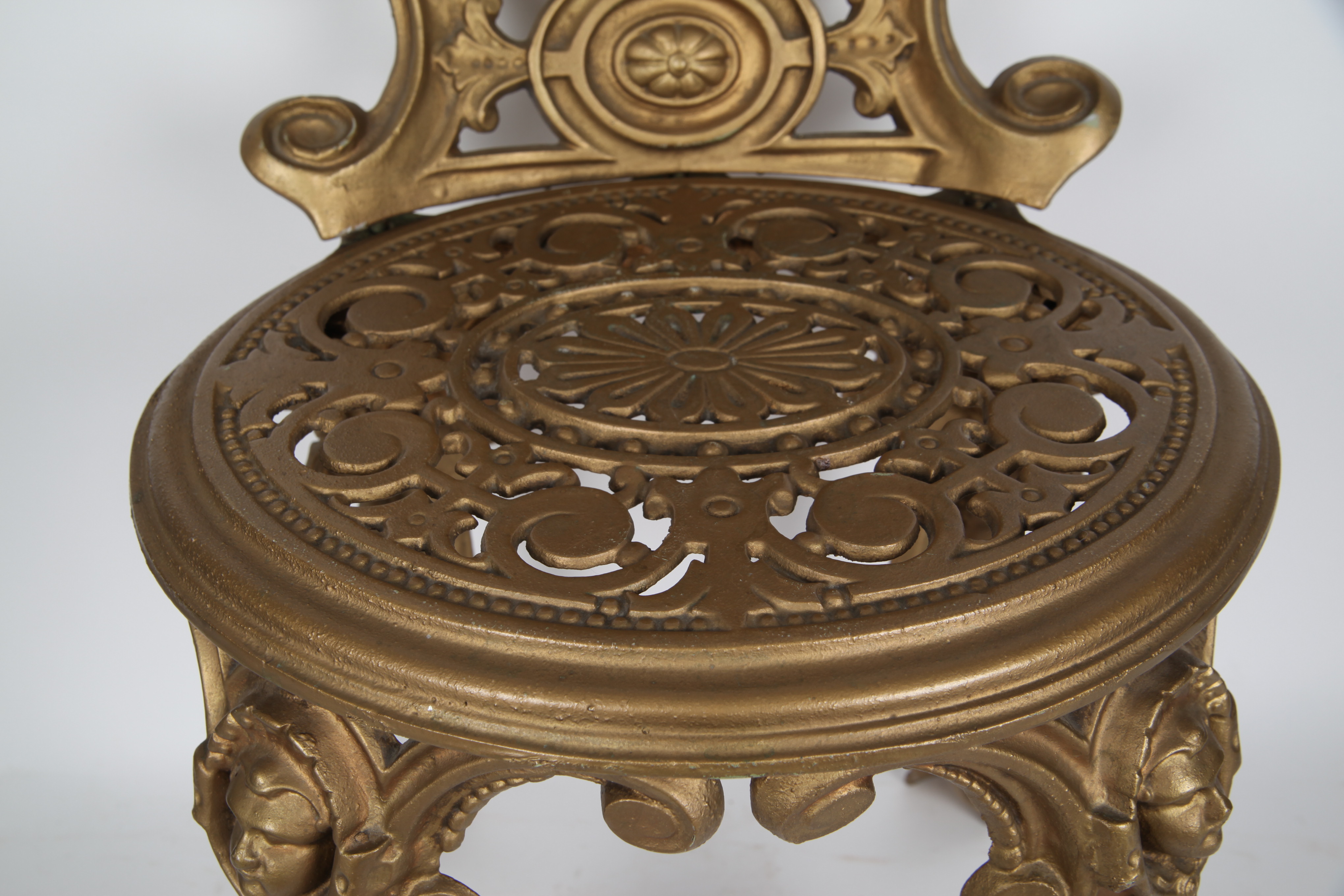 Ornate Gold Painted Cast Aluminum Chair