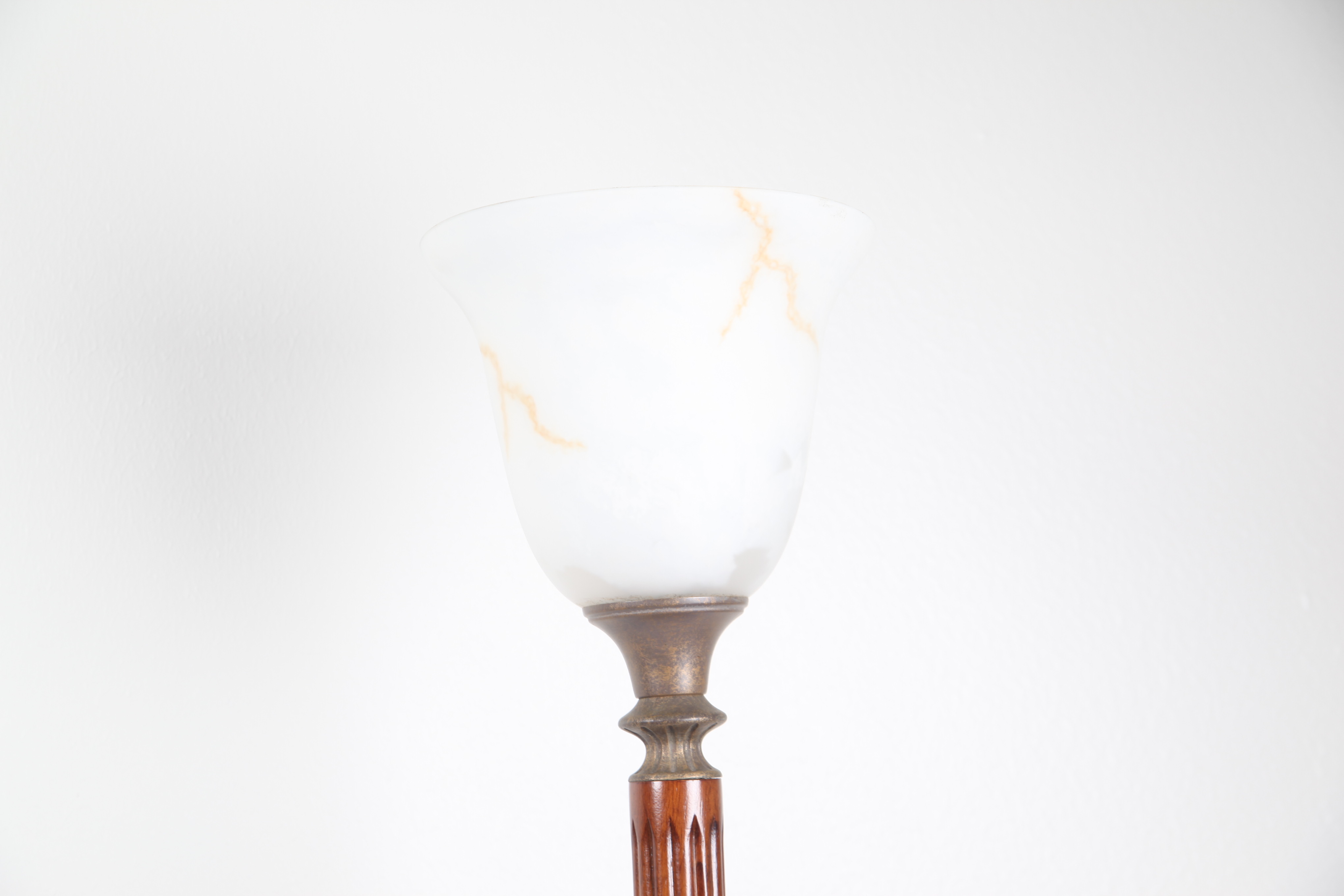 Torchiere Style Wooden Floor Lamp