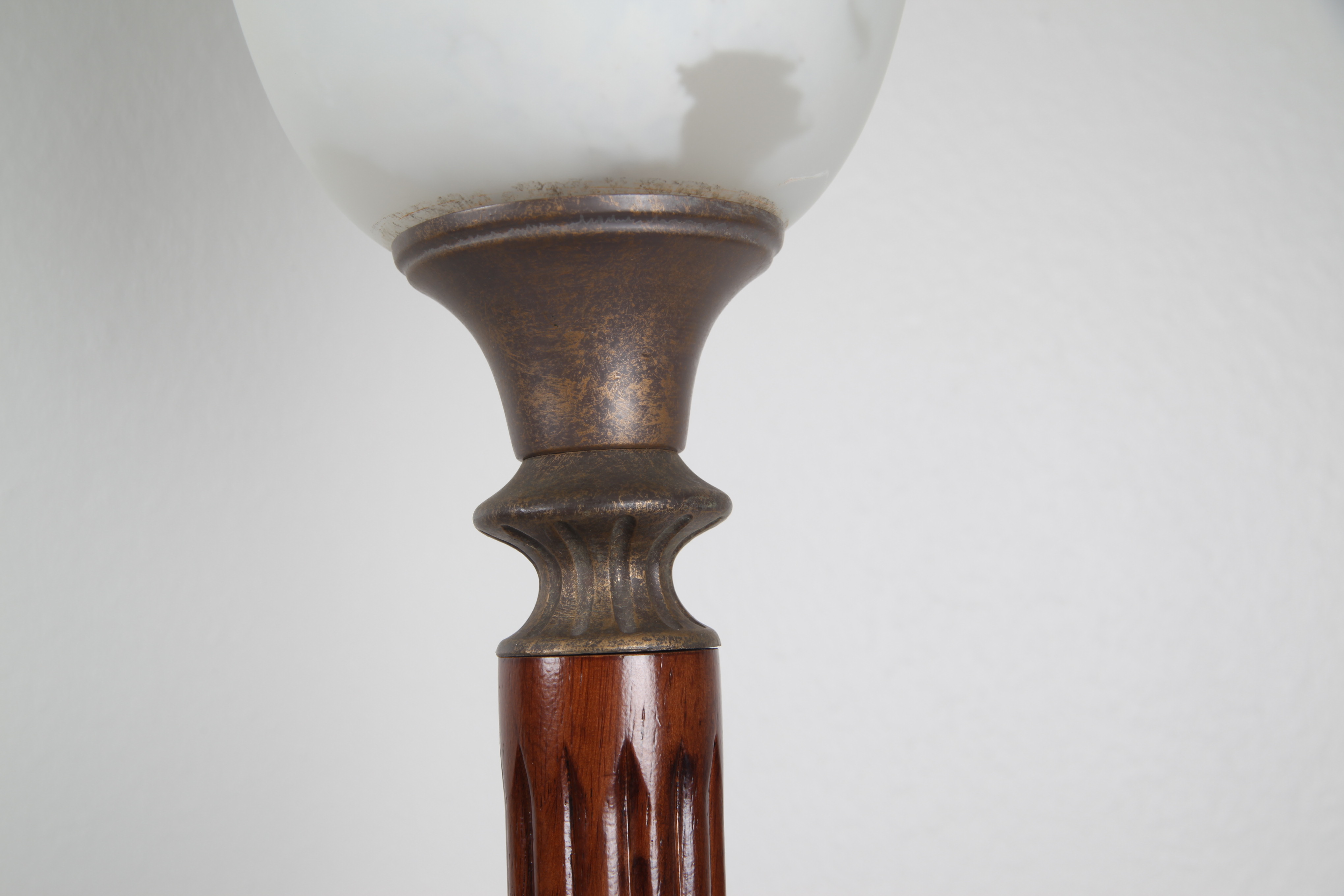 Torchiere Style Wooden Floor Lamp