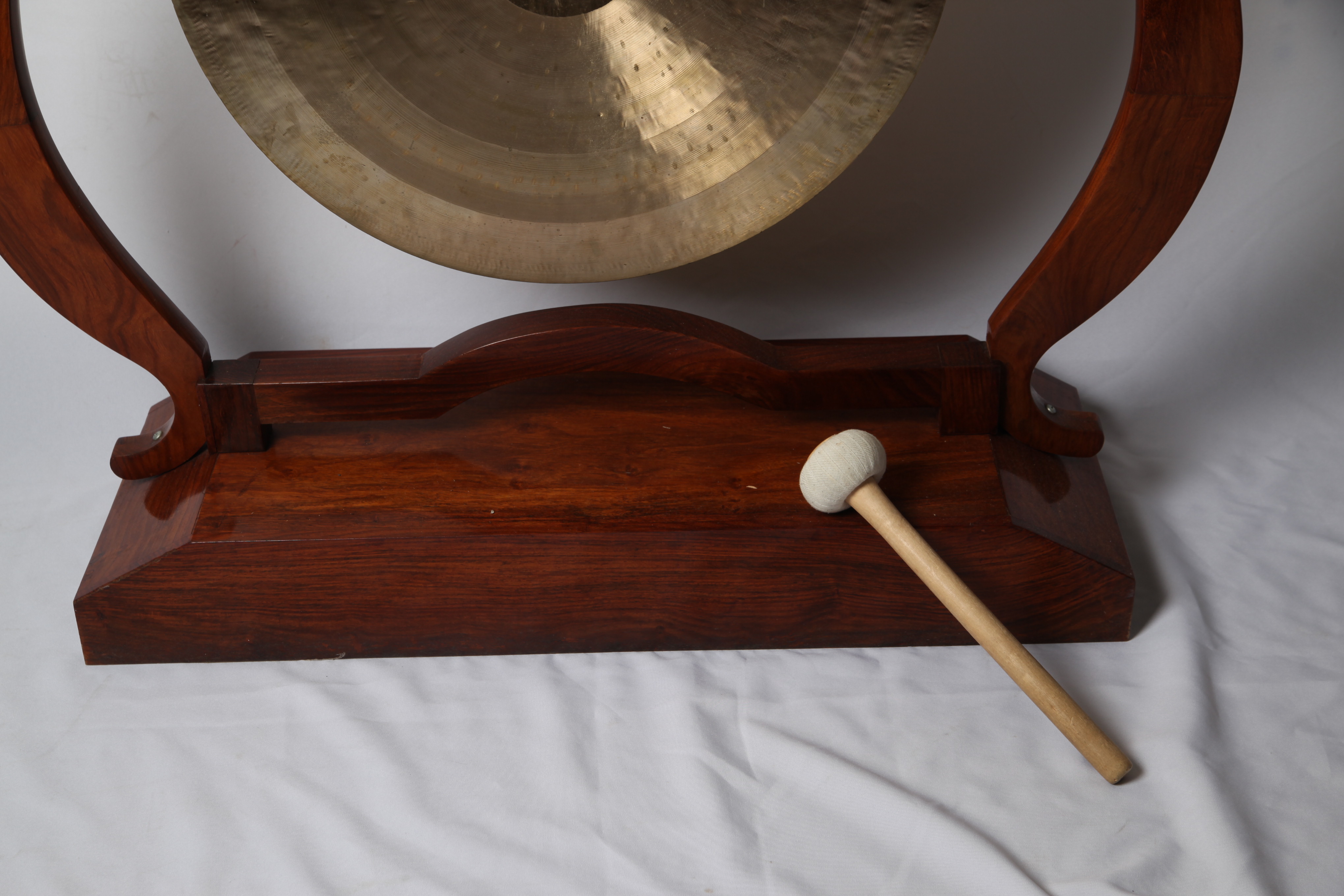 Chinese Gong in Carved Hanger with Cherry Finish