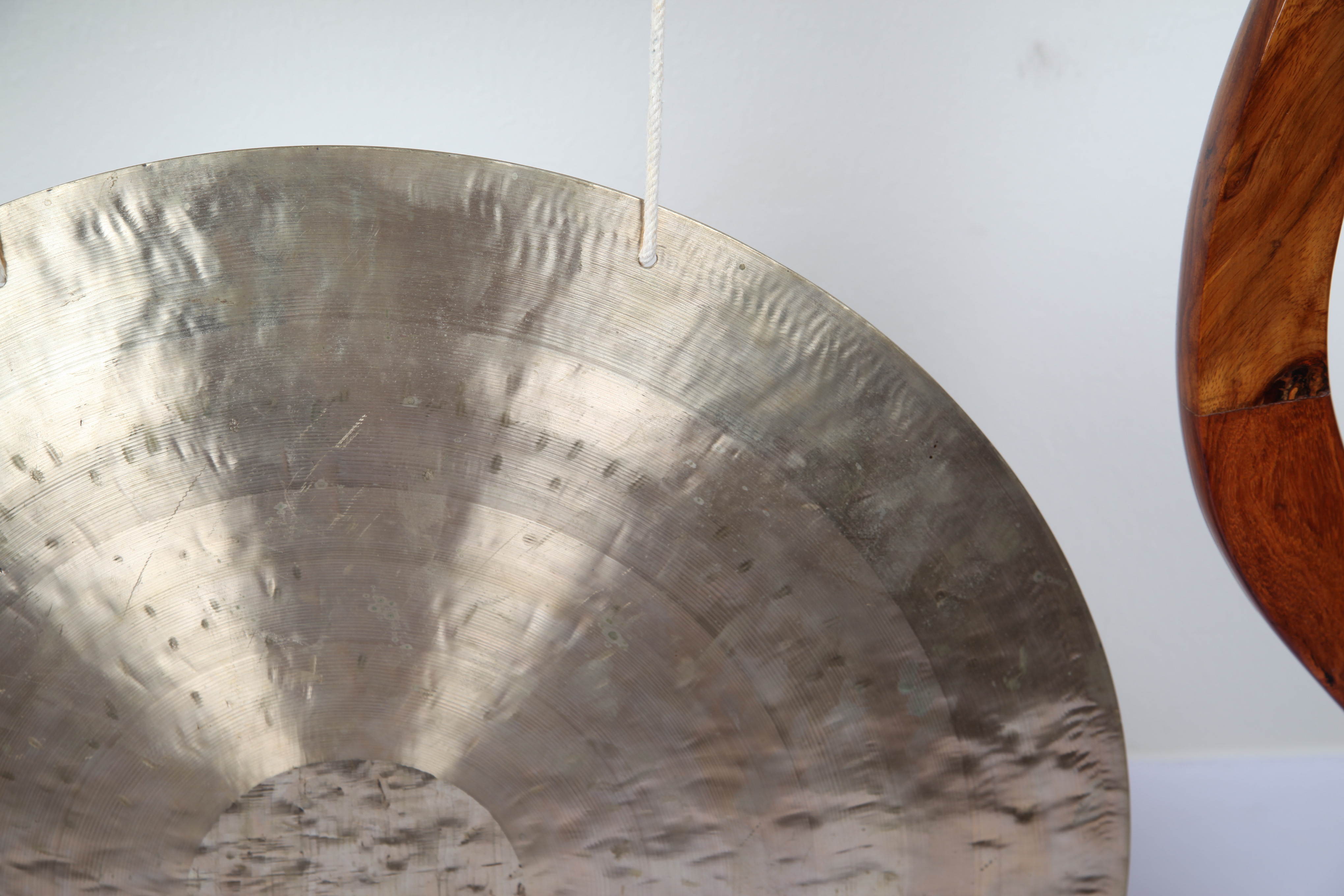 Chinese Gong in Carved Hanger with Cherry Finish