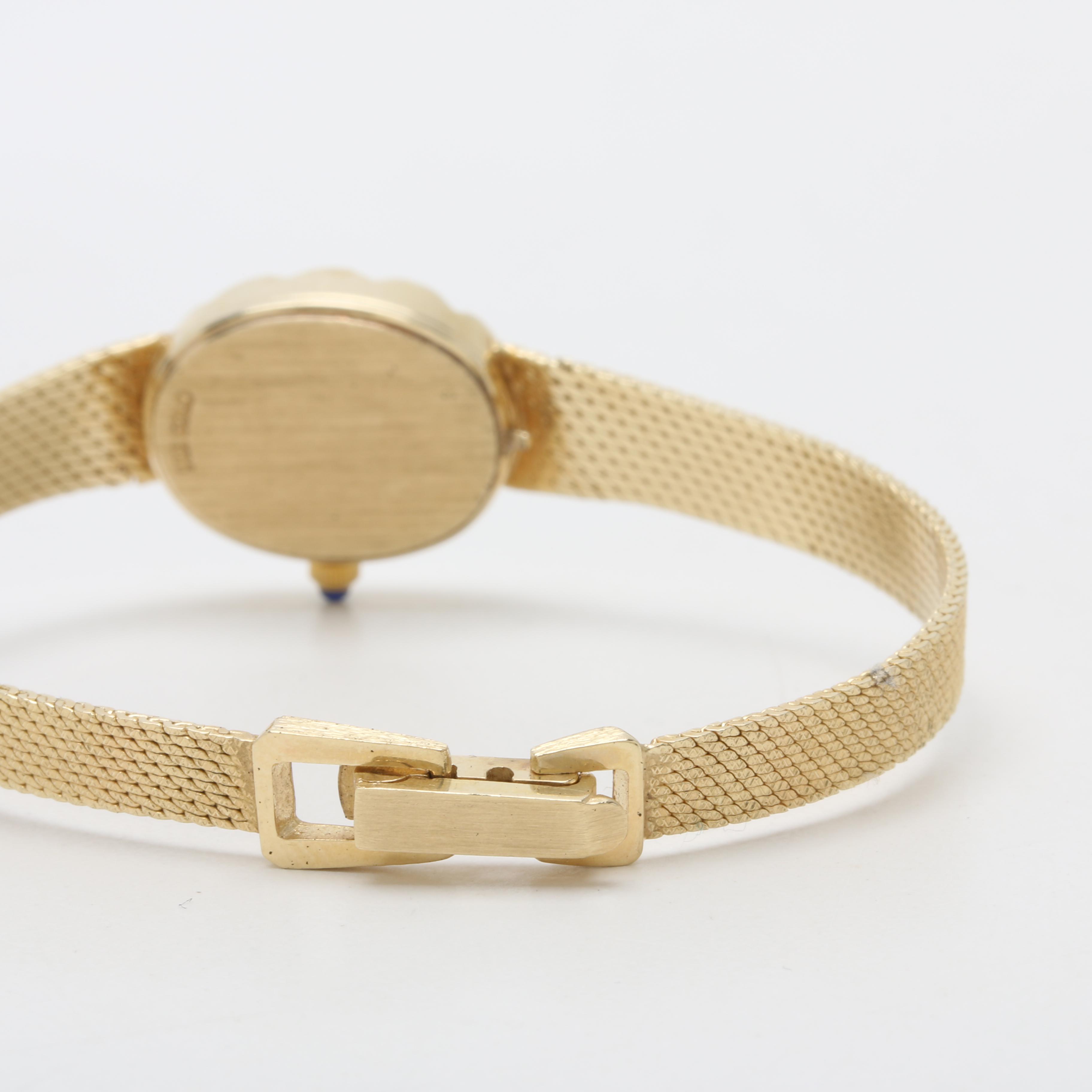 Vintage Geneva Quartz 14K Yellow Gold and Diamond Bezel Watch