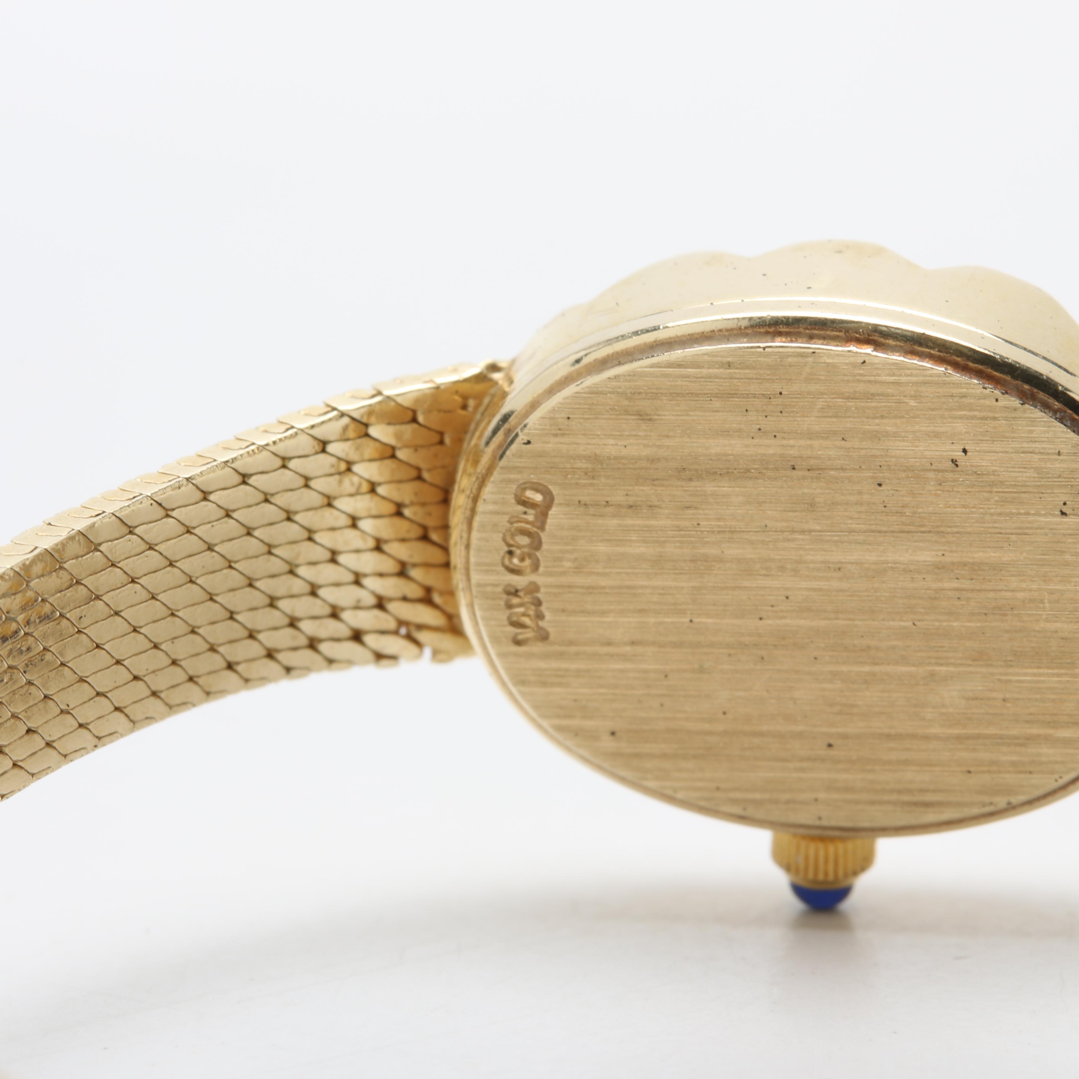 Vintage Geneva Quartz 14K Yellow Gold and Diamond Bezel Watch