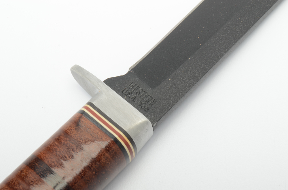 Vintage Western U.S.A. w36 Fixed Black Blade Knife