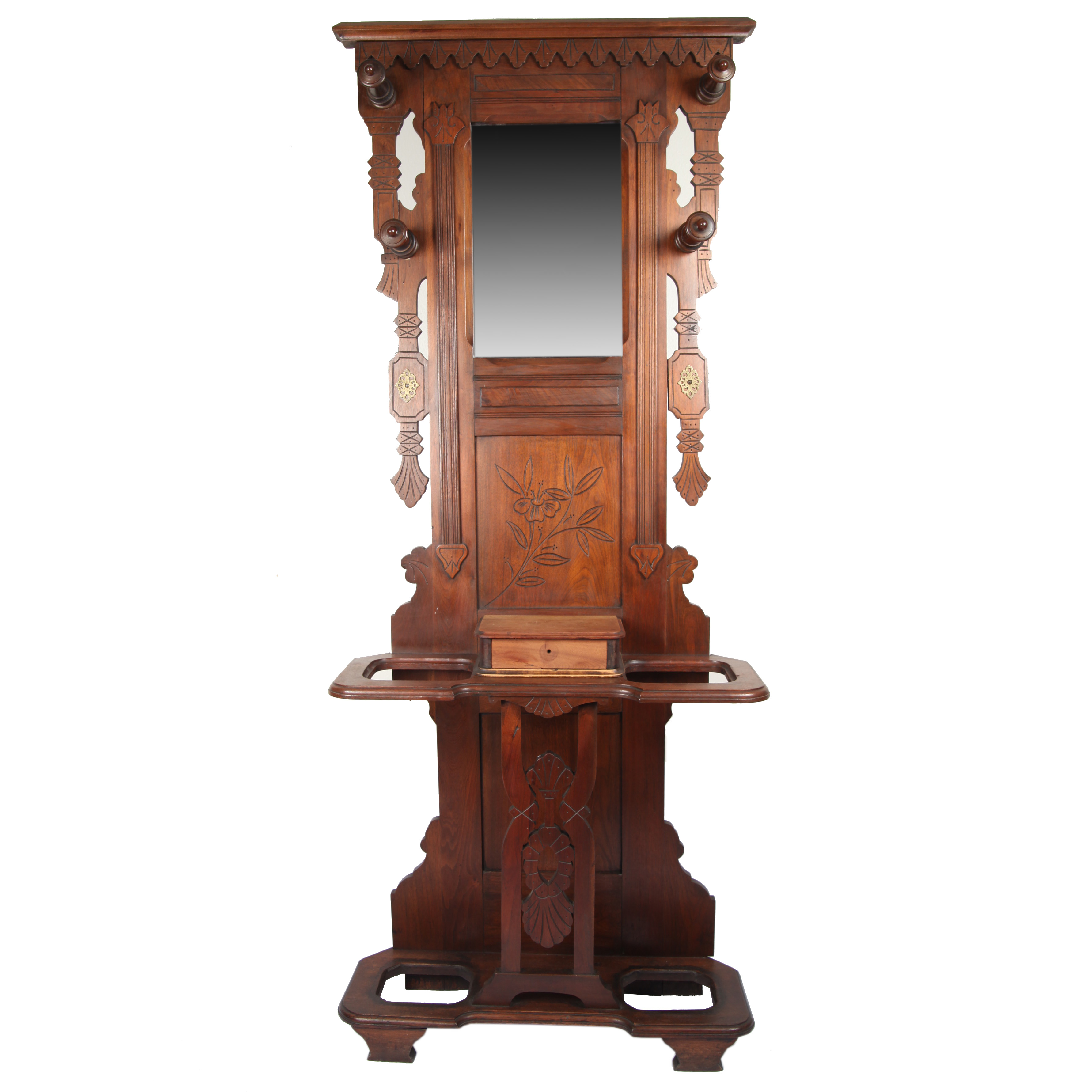 Eastlake Style Narrow Hall Tree