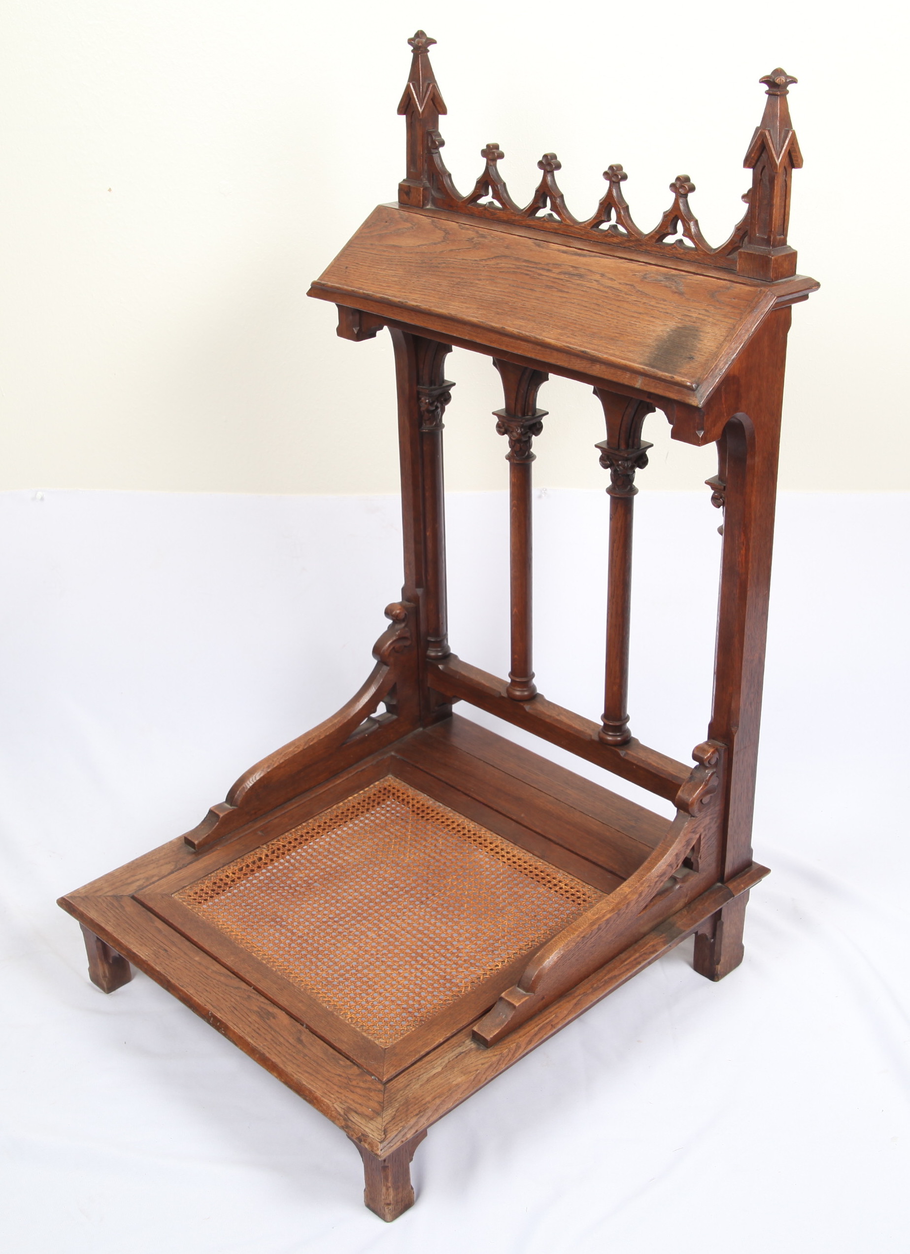 Gothic Revival Oak and Cane Prie-dieu