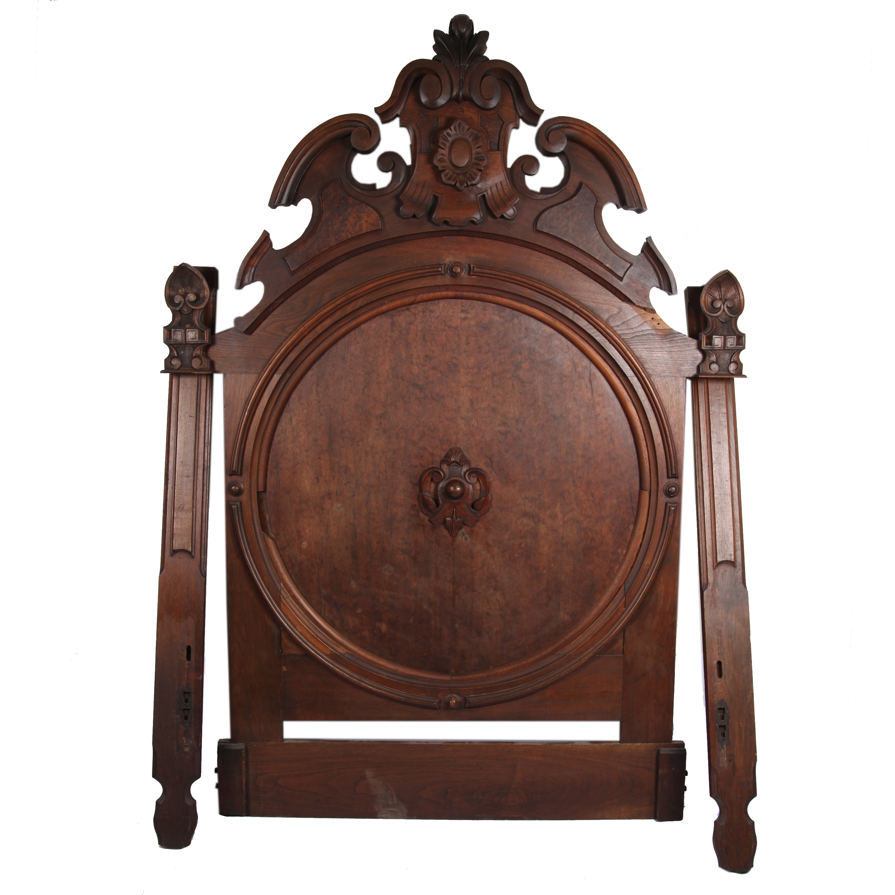 Antique Renaissance Revival Walnut Bed Frame