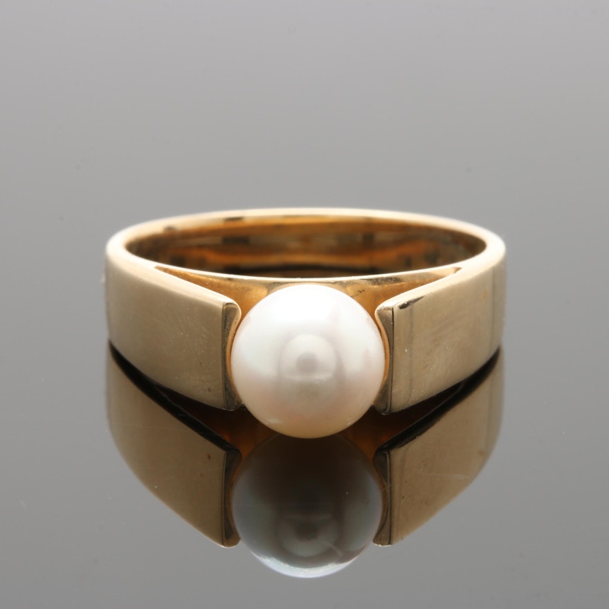 10K Yellow Gold Cultured Pearl Ring