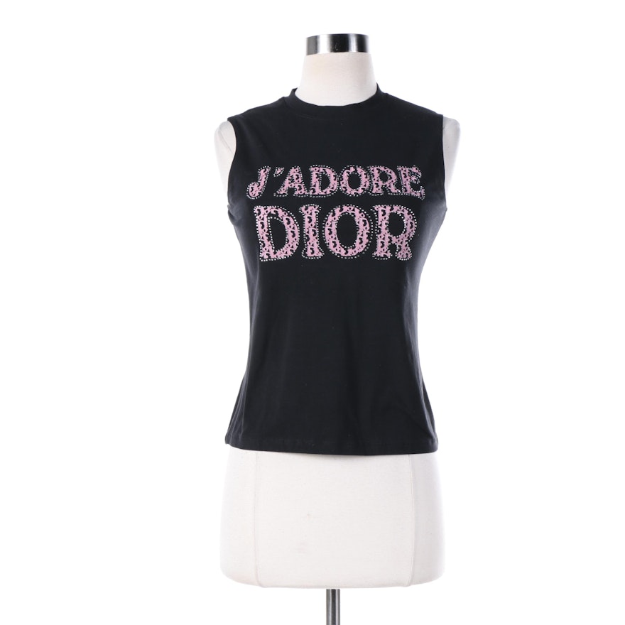 Women's Christian Dior Boutique J'Adore Dior Black Sleeveless T-Shirt