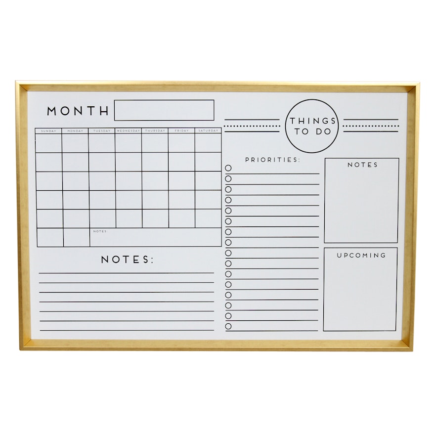 Wall Mount Dry Erase Organizer Board