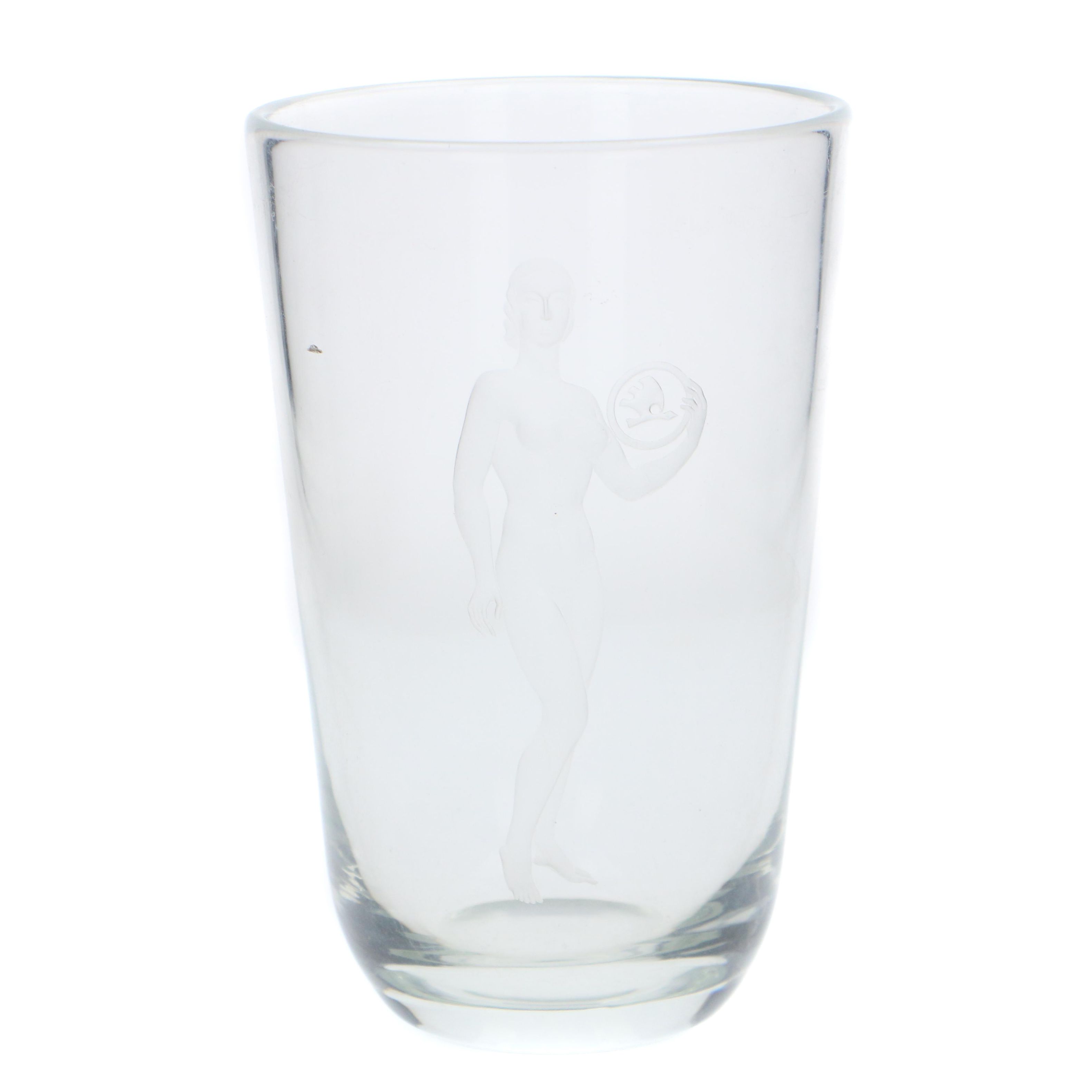 Etched Glass Vase with Classical Female Nude
