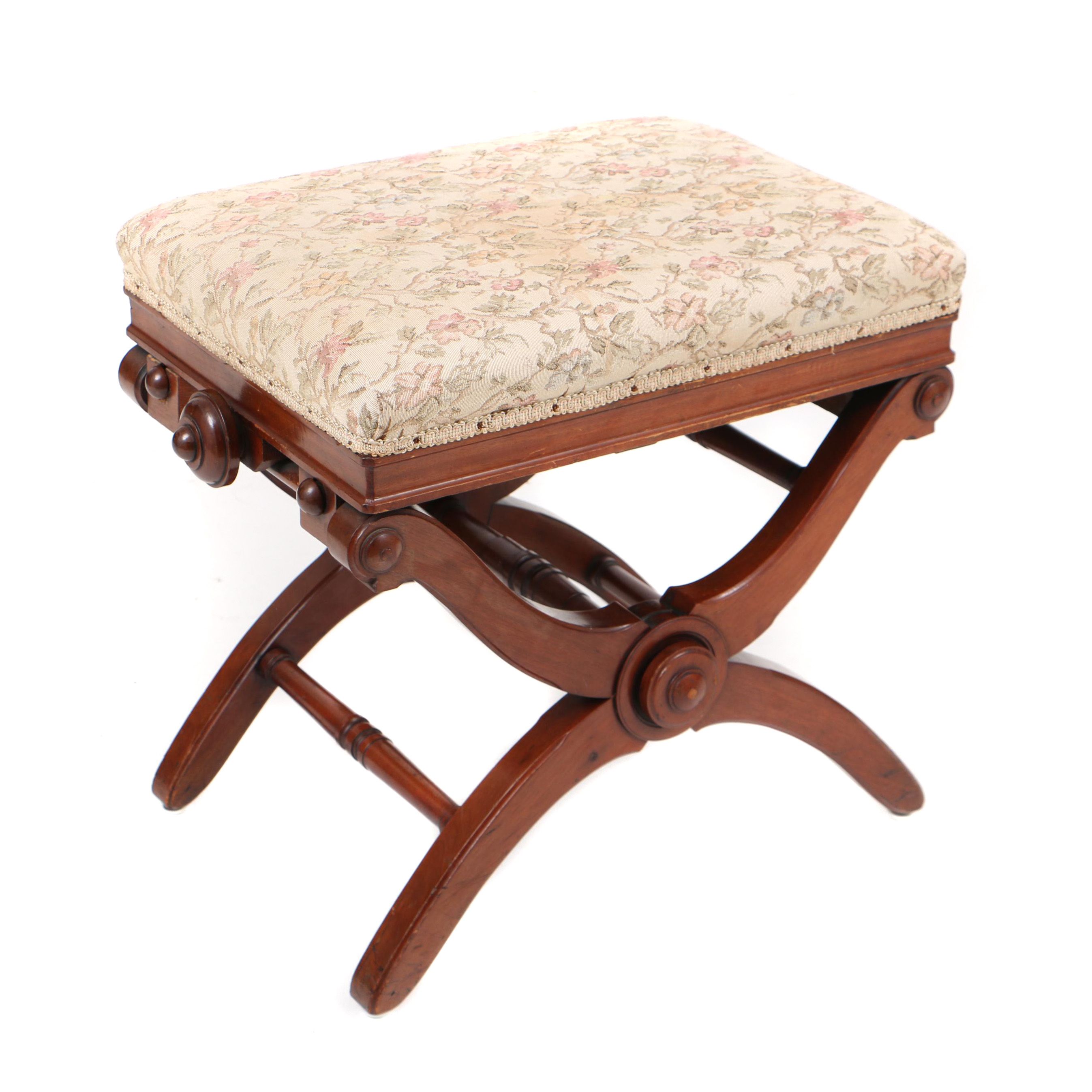 Antique Victorian Adjustable "X Piano Taboret" by L. Postawka & Co.