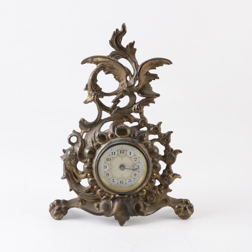 Rococo Style Brass Mantel Clock