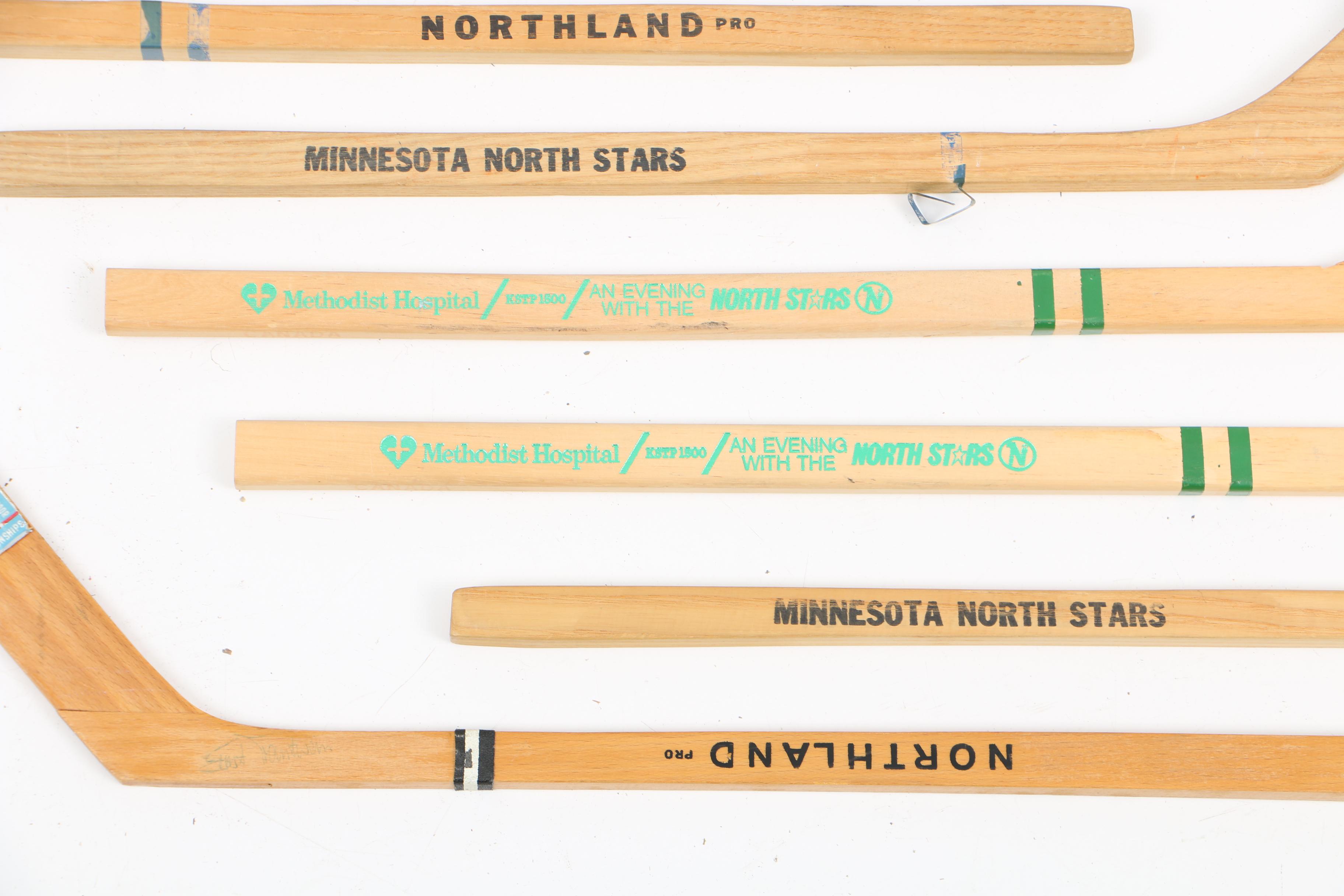 Signed 1962 IIHF Wooden Souvenir Hockey Stick and Ceremonial Sticks