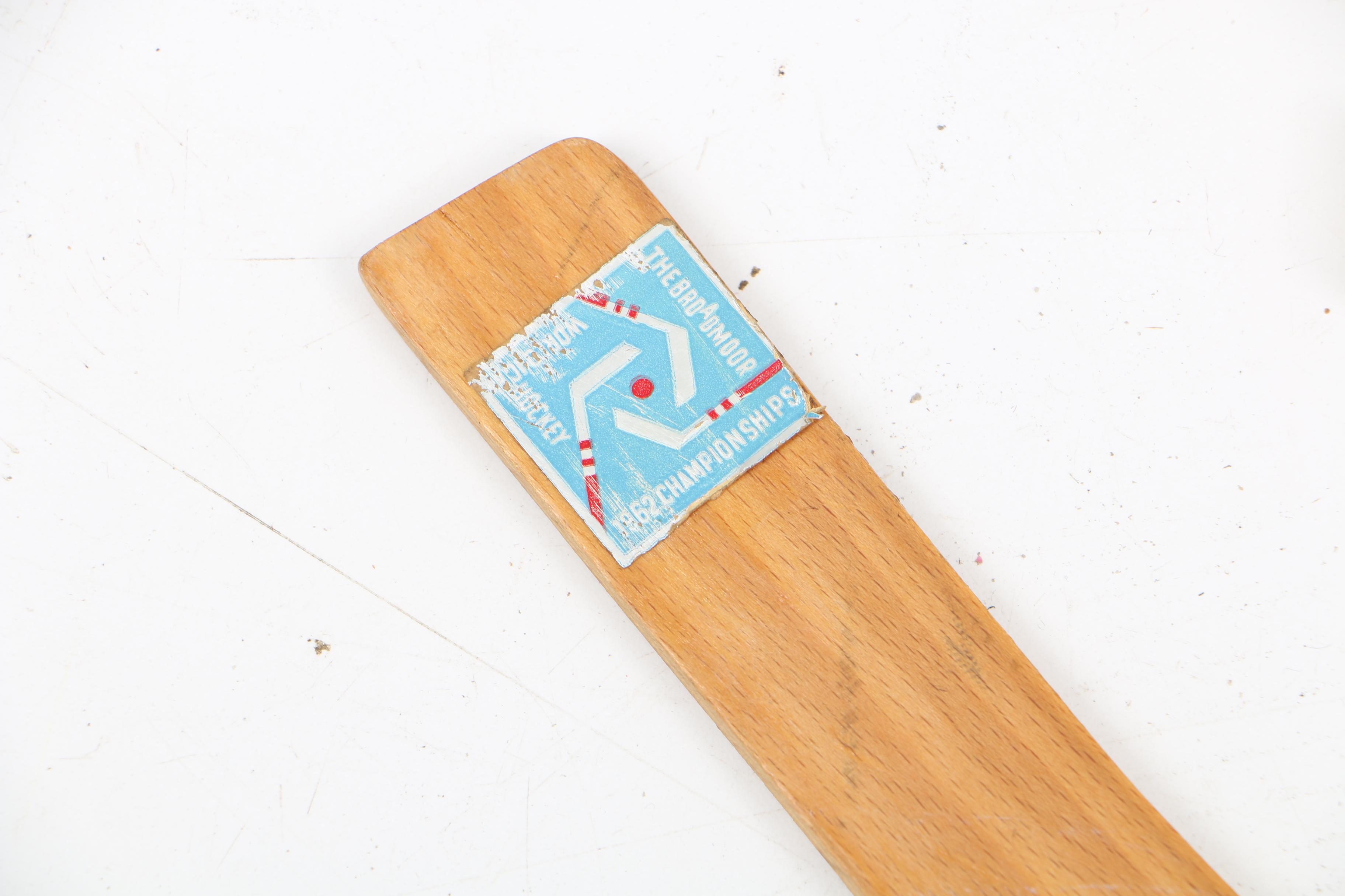Signed 1962 IIHF Wooden Souvenir Hockey Stick and Ceremonial Sticks