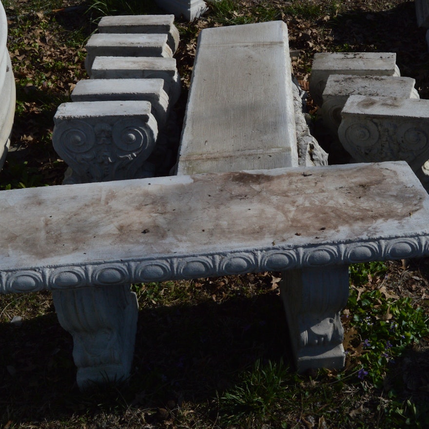 Five Cast Stone Garden Benches